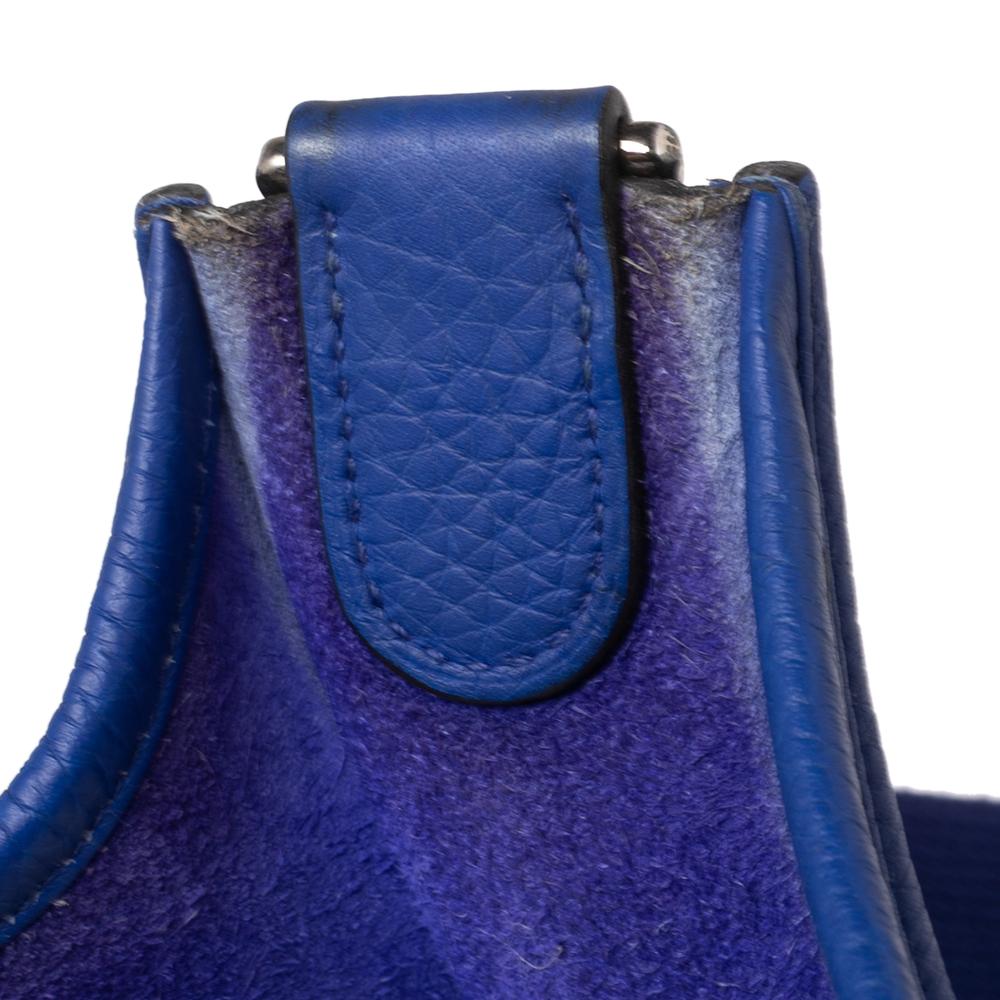Women's Hermes Blue Electric Togo Leather Evelyne III PM Bag