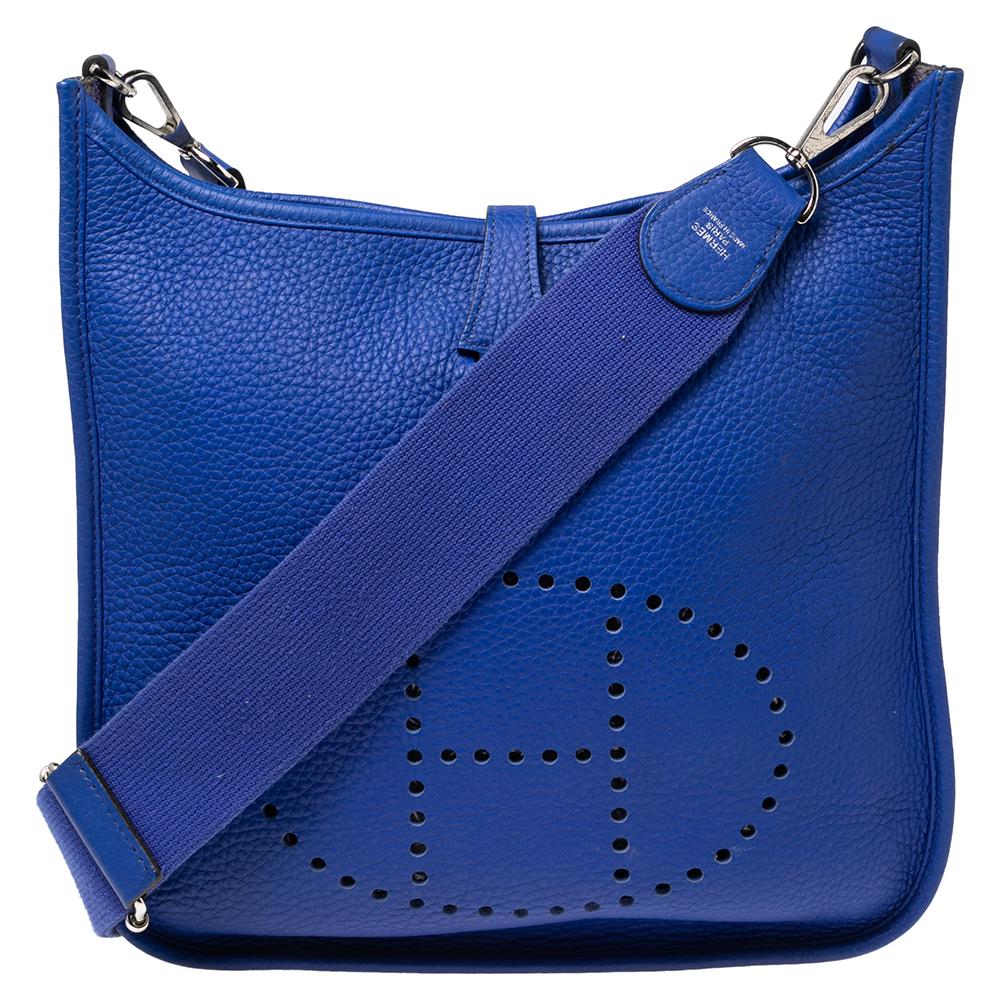Hermes Blue Electric Togo Leather Evelyne III PM Bag 1