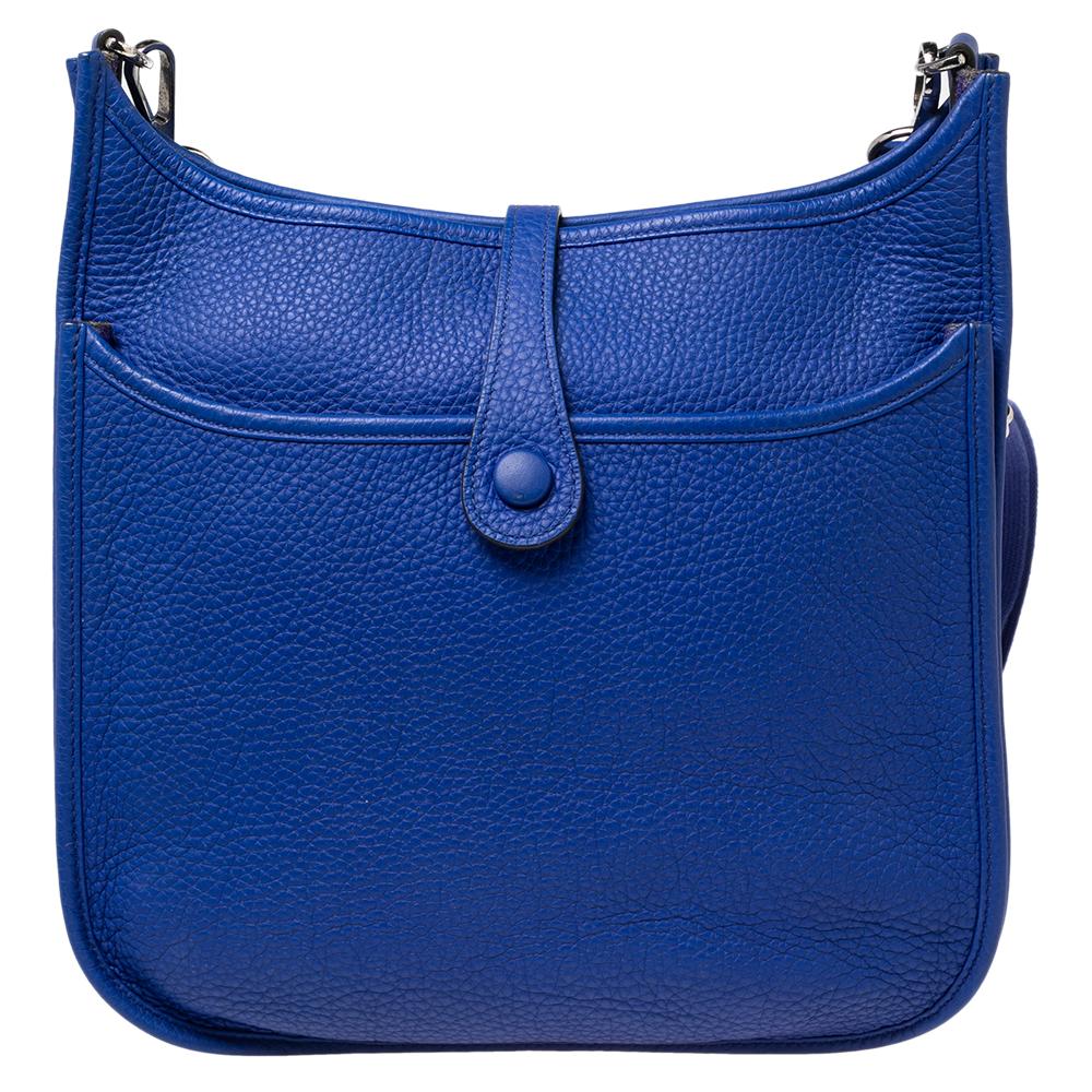 Hermes Blue Electric Togo Leather Evelyne III PM Bag 2