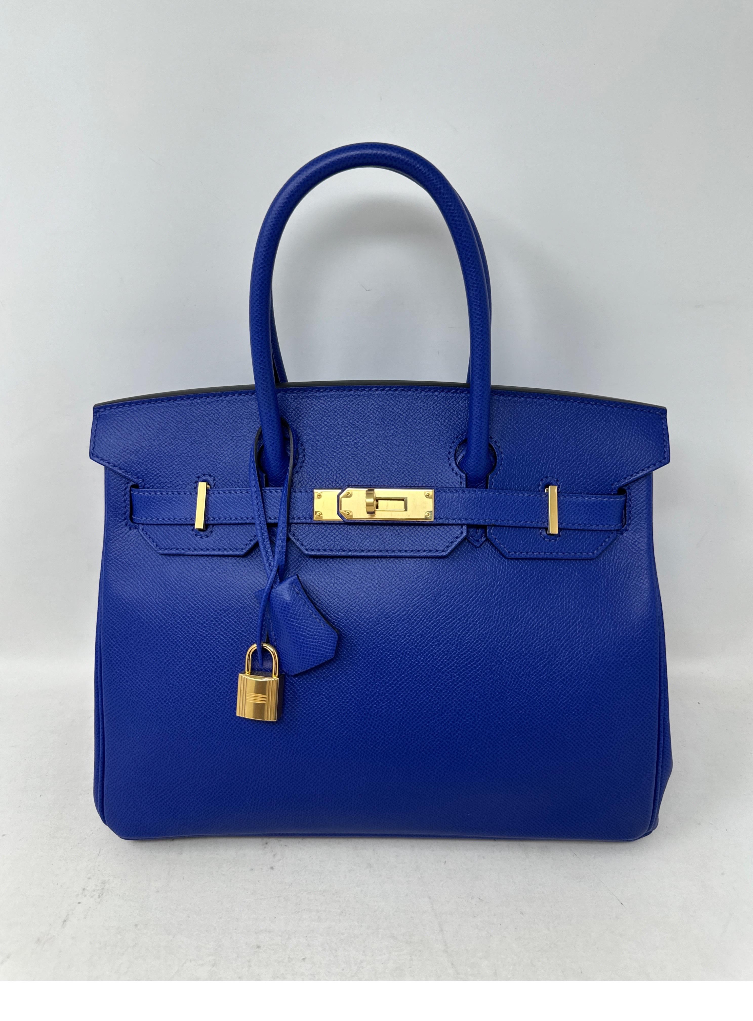 Hermes Blue Electrique Birkin 30 Bag 11