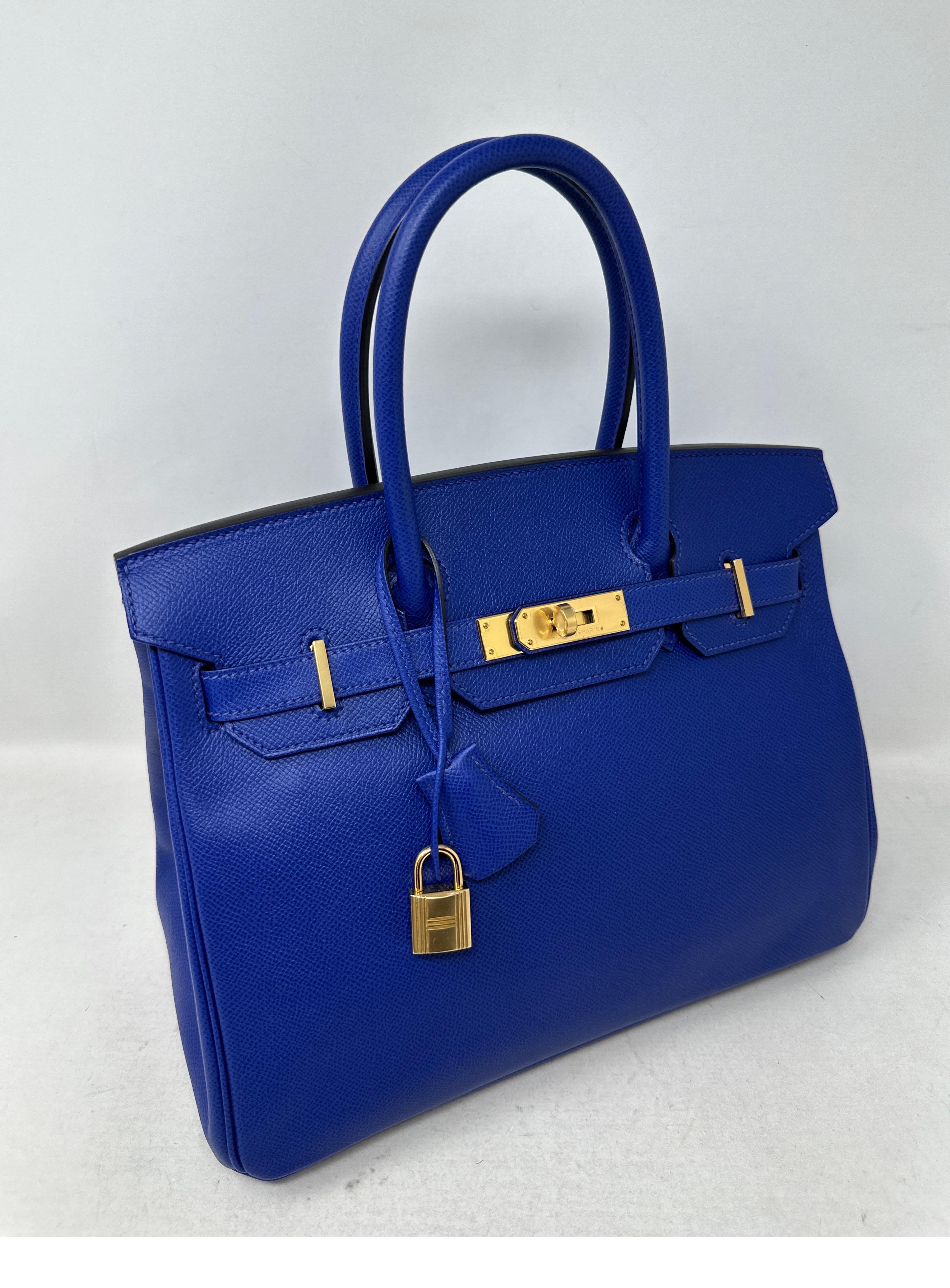 Hermes Blue Electrique Birkin 30 Bag 12