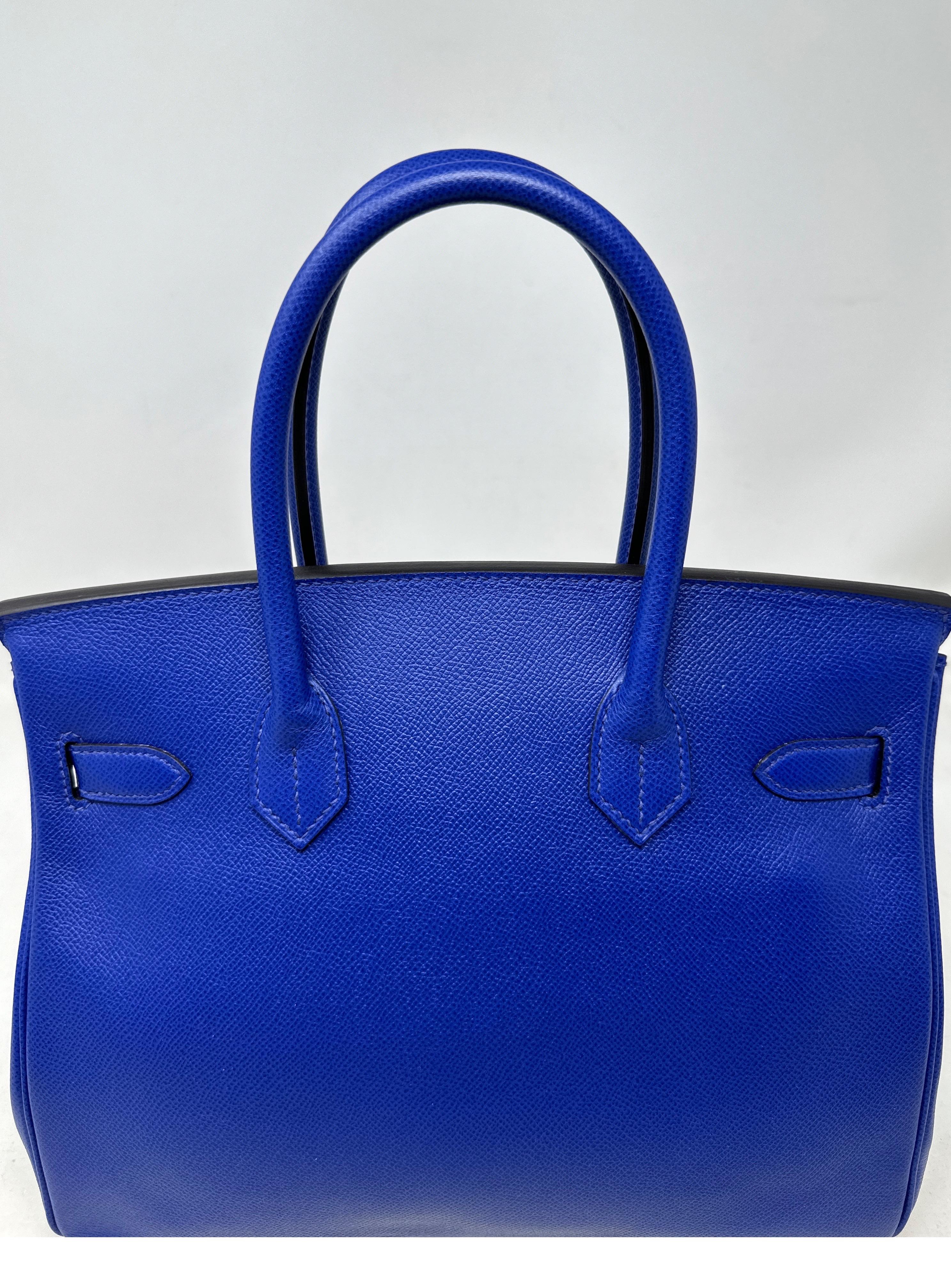 Hermes Blue Electrique Birkin 30 Bag 16