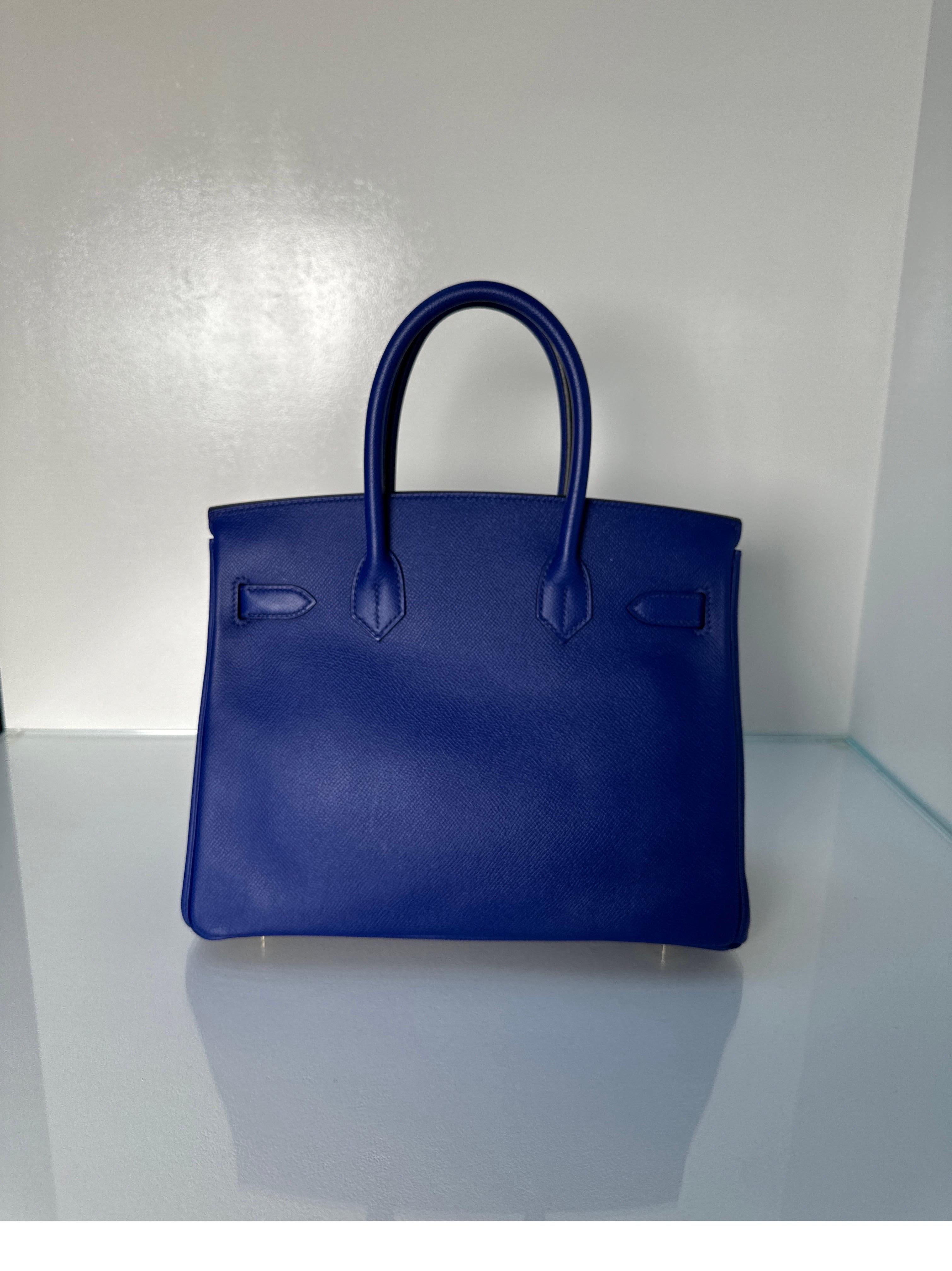 Hermes Blue Electrique Birkin 30 Bag 16