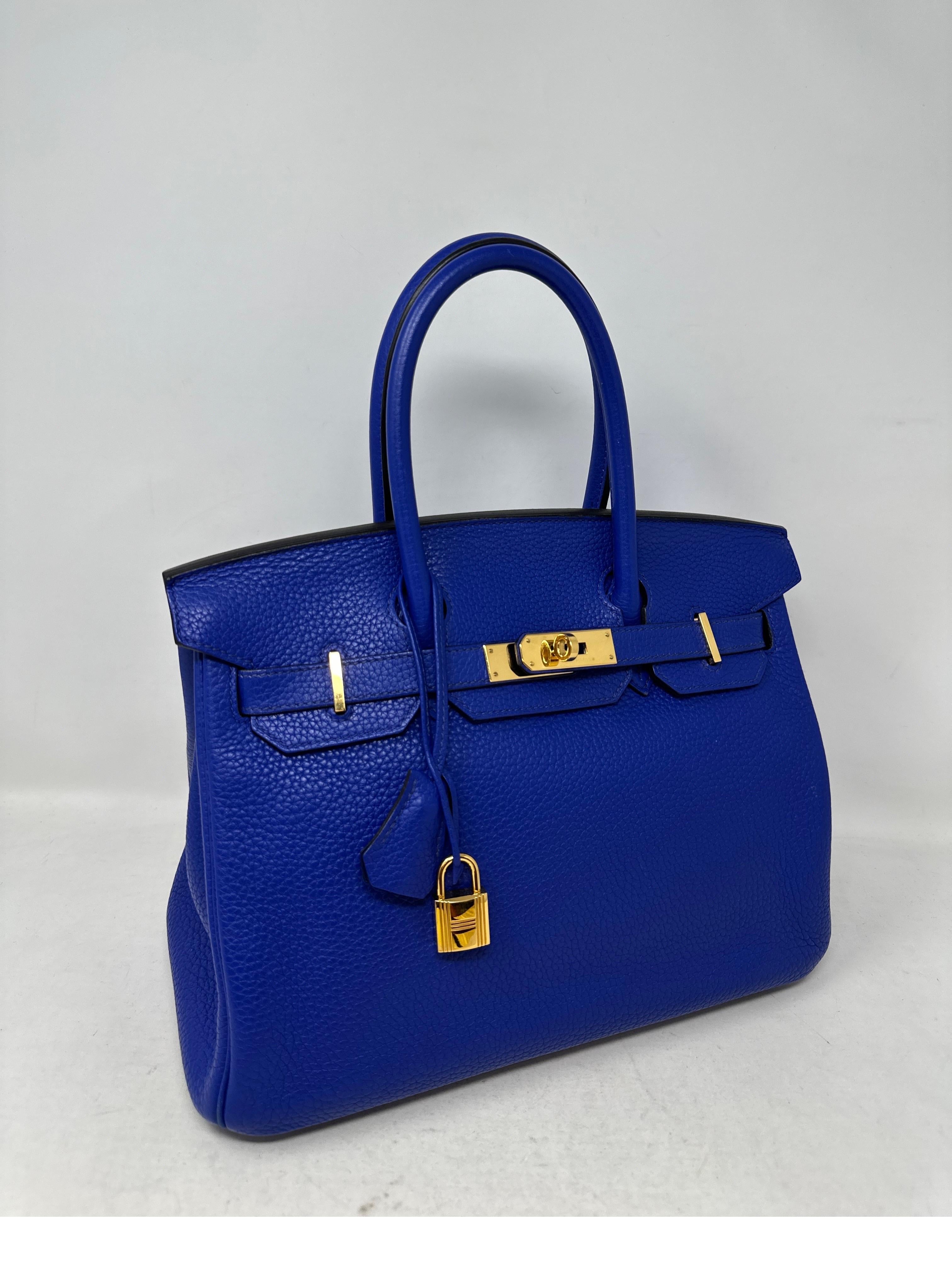 Hermes Blue Electrique Birkin 30 Bag In Excellent Condition In Athens, GA
