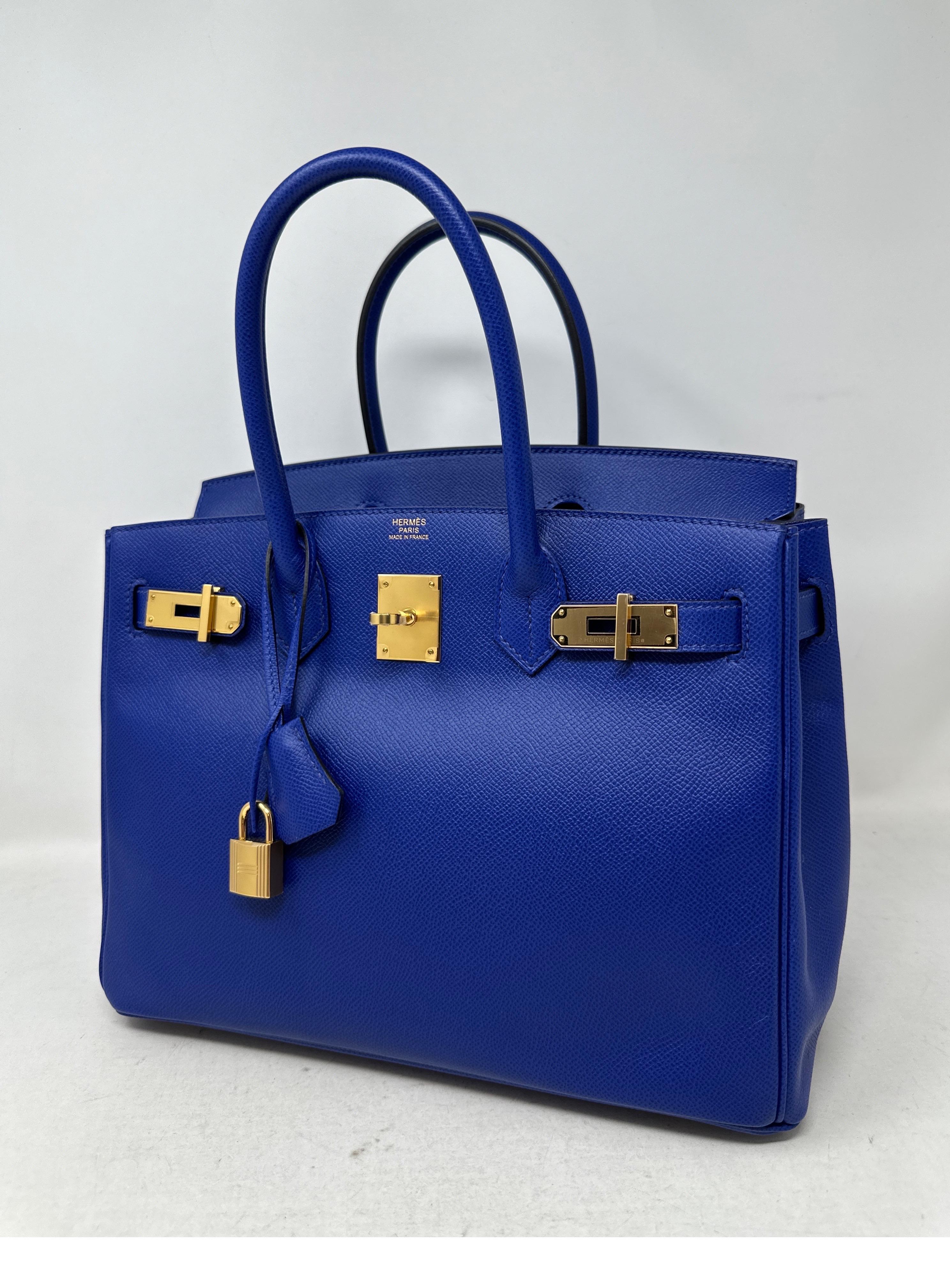 Hermes Blue Electrique Birkin 30 Bag In Excellent Condition In Athens, GA