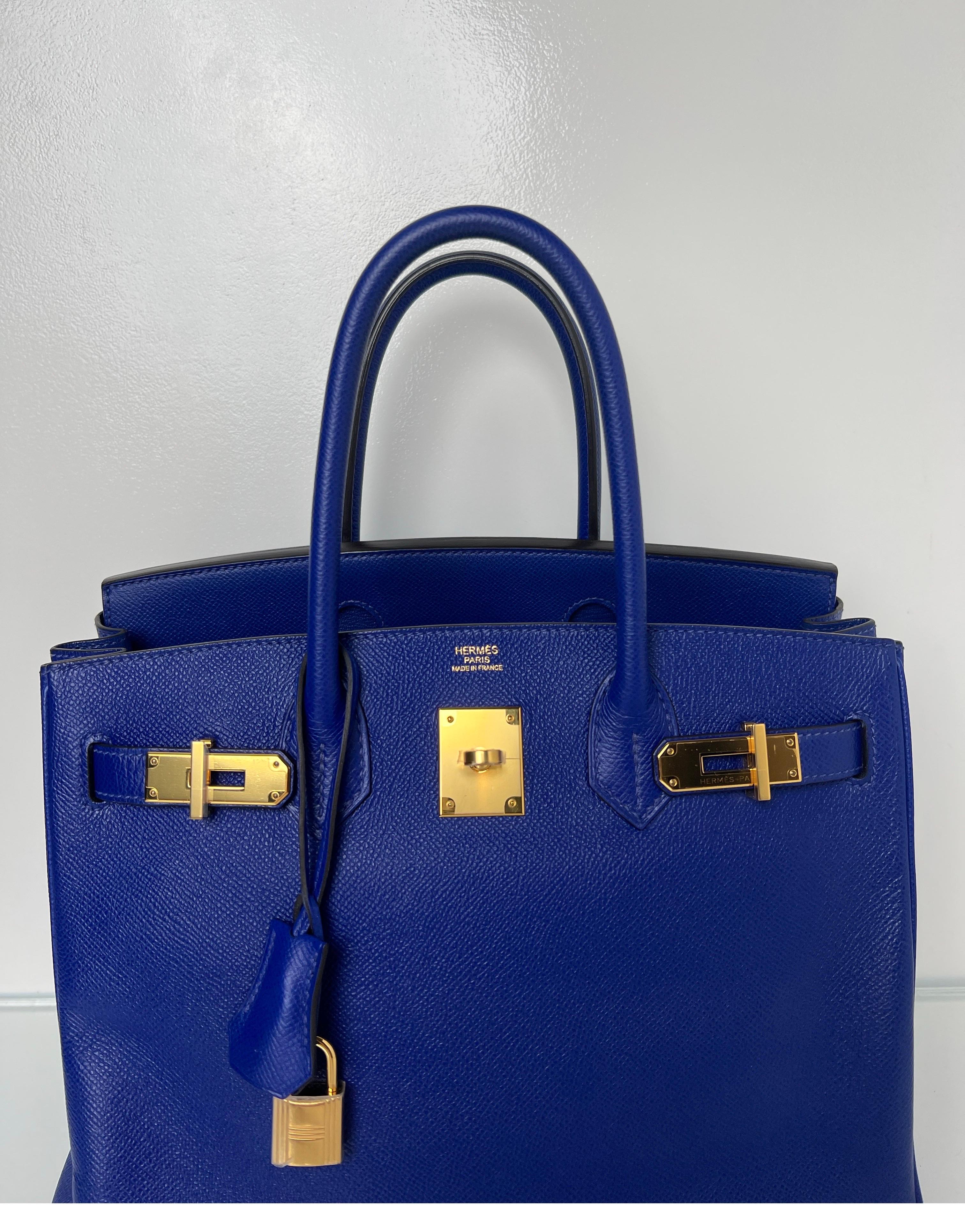 Hermes Blue Electrique Birkin 30 Bag In Excellent Condition In Athens, GA