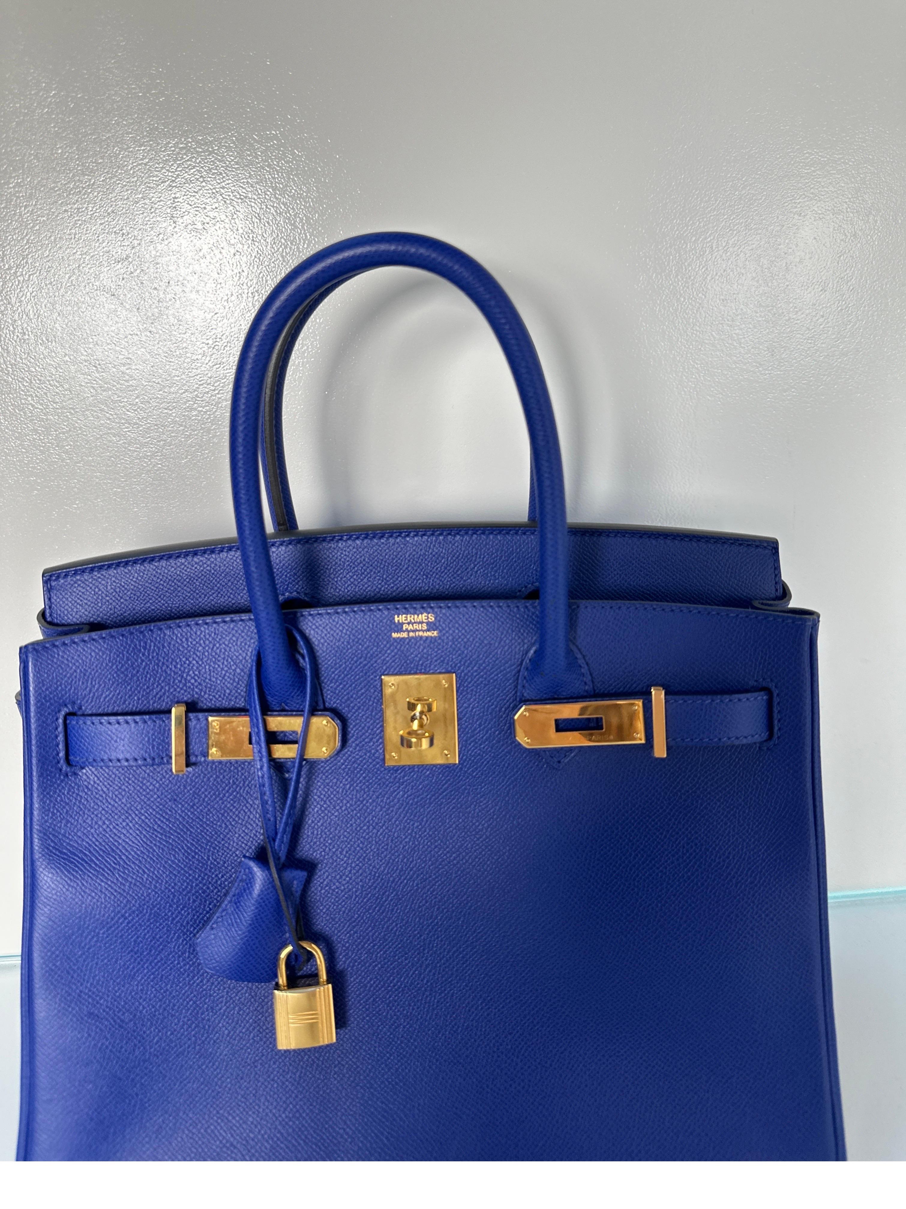 Hermes Blue Electrique Birkin 30 Bag In Excellent Condition In Athens, GA