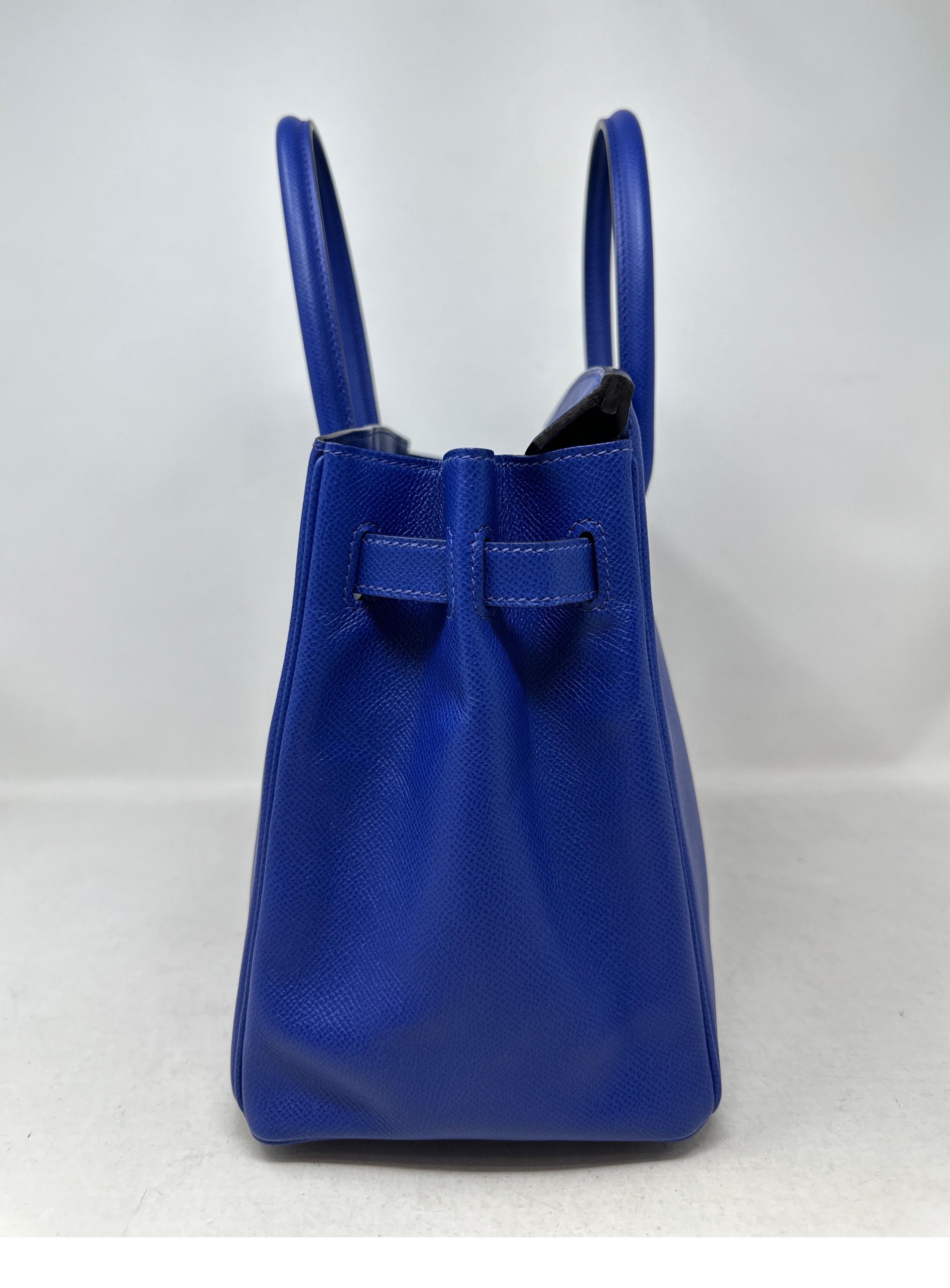 Women's or Men's Hermes Blue Electrique Birkin 30 Bag
