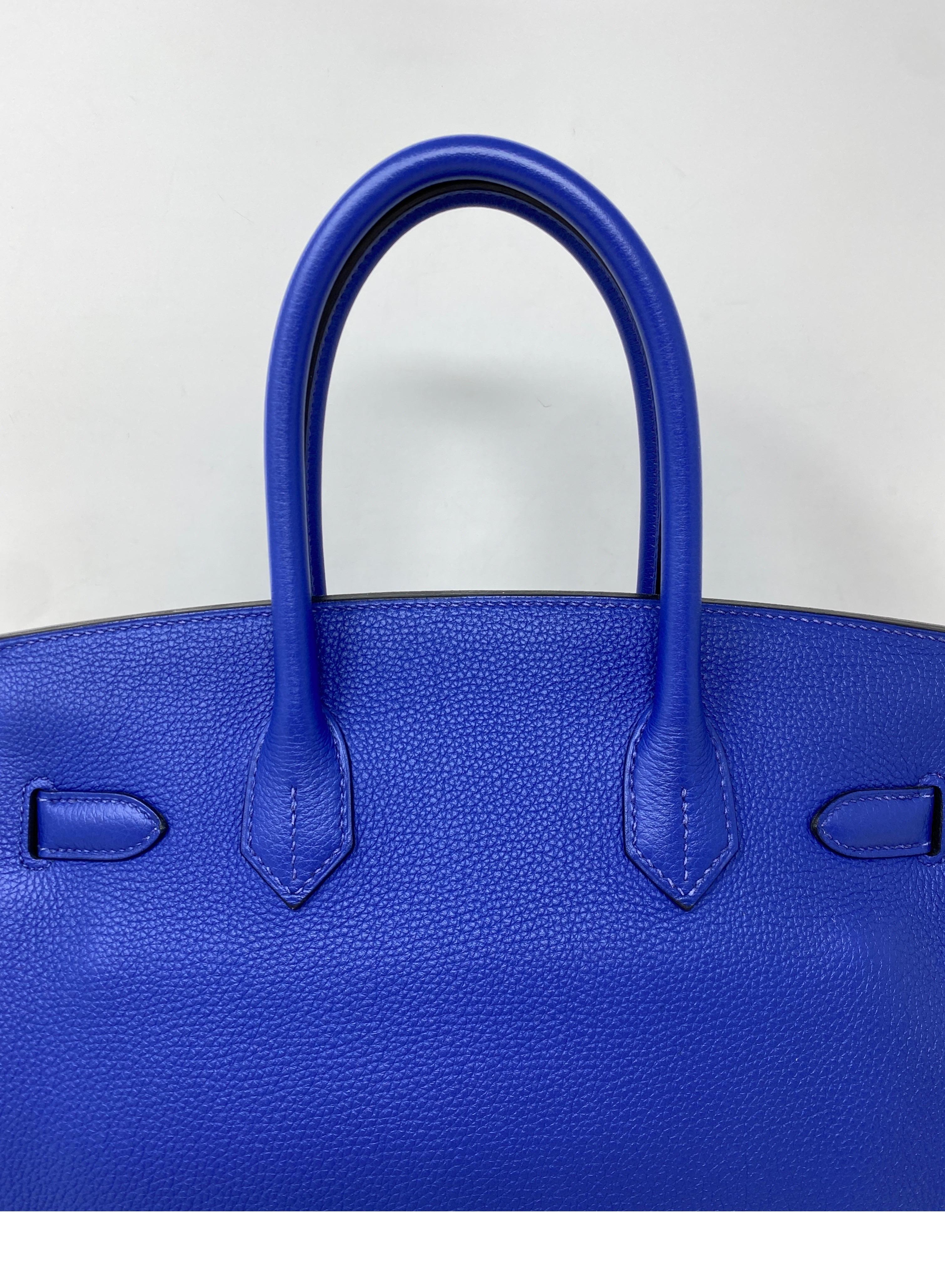 Hermès - Sac Birkin 30 Electrique bleu  3