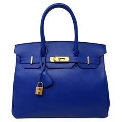 Hermes Blue Electrique Birkin 30 Bag 