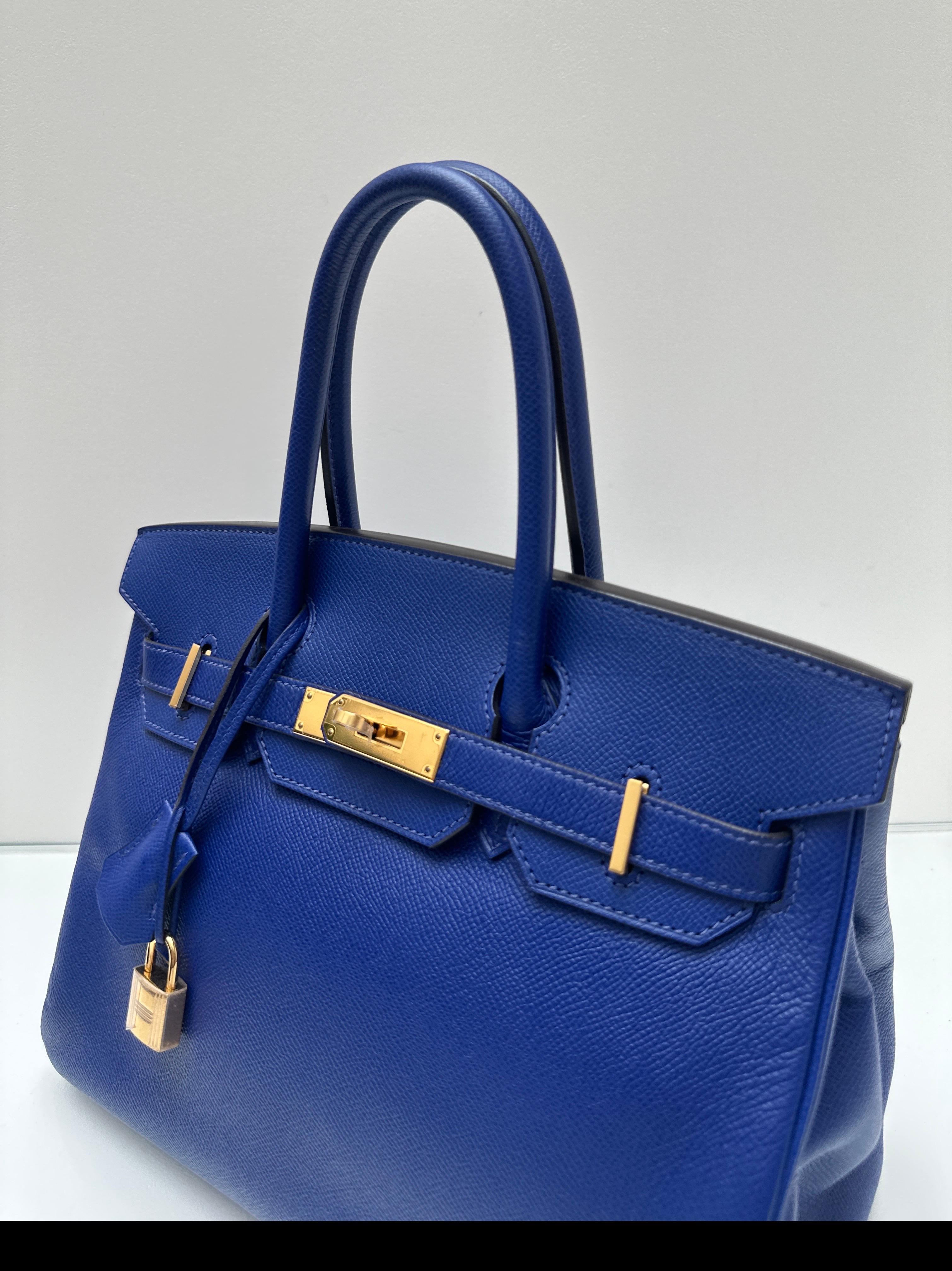 Hermes Blue Electrique Birkin 30 Bag For Sale 12