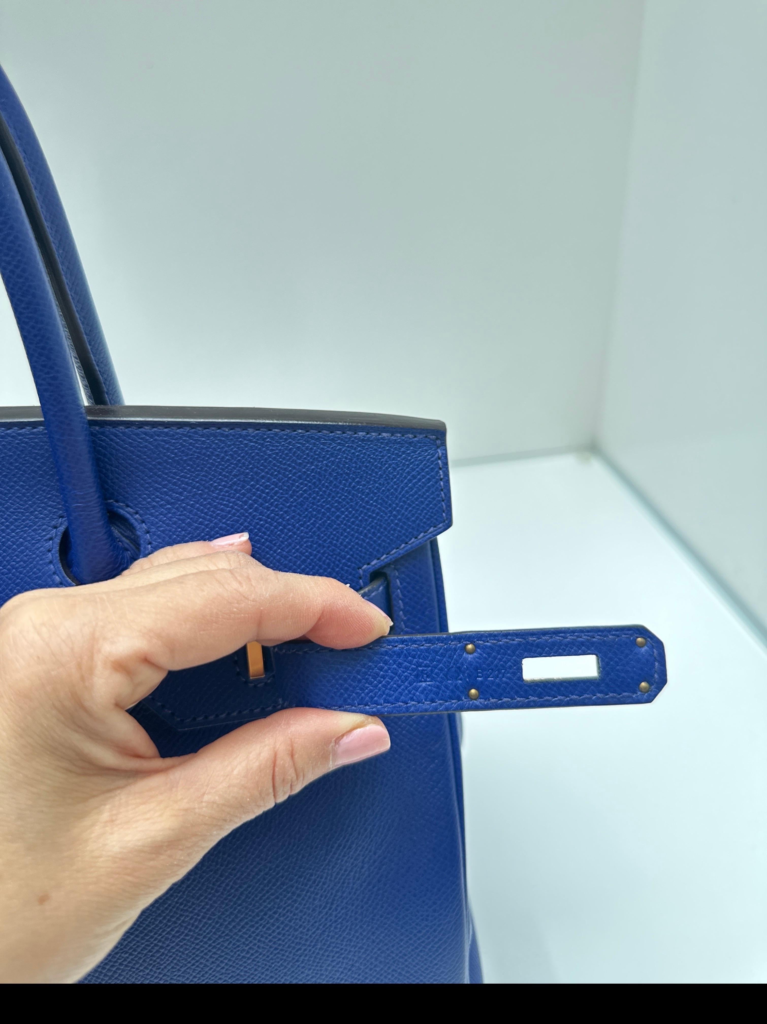 Hermes Blue Electrique Birkin 30 Bag For Sale 14