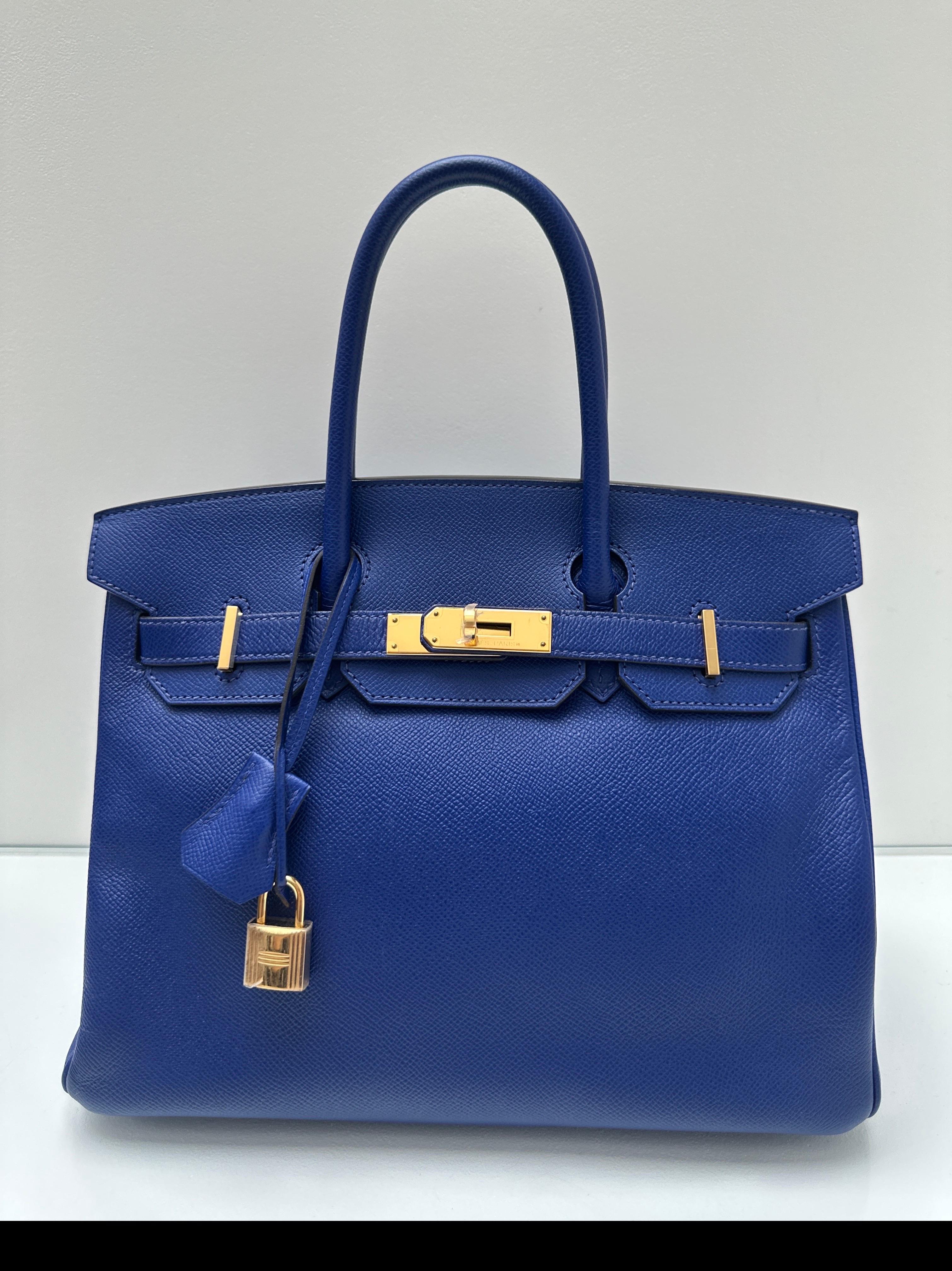 Hermes Blue Electrique Birkin 30 Bag For Sale 15