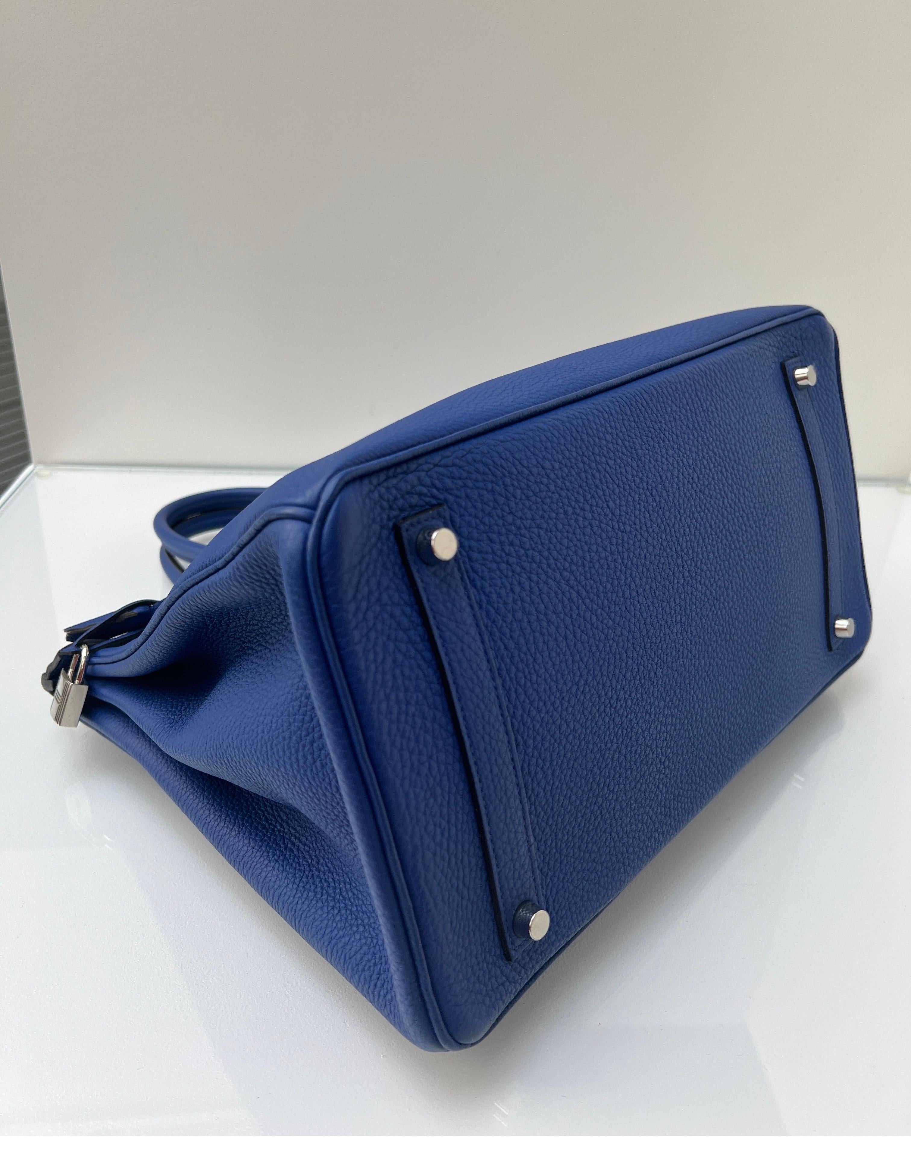 Hermes Blue Electrique Birkin 35 Bag 16