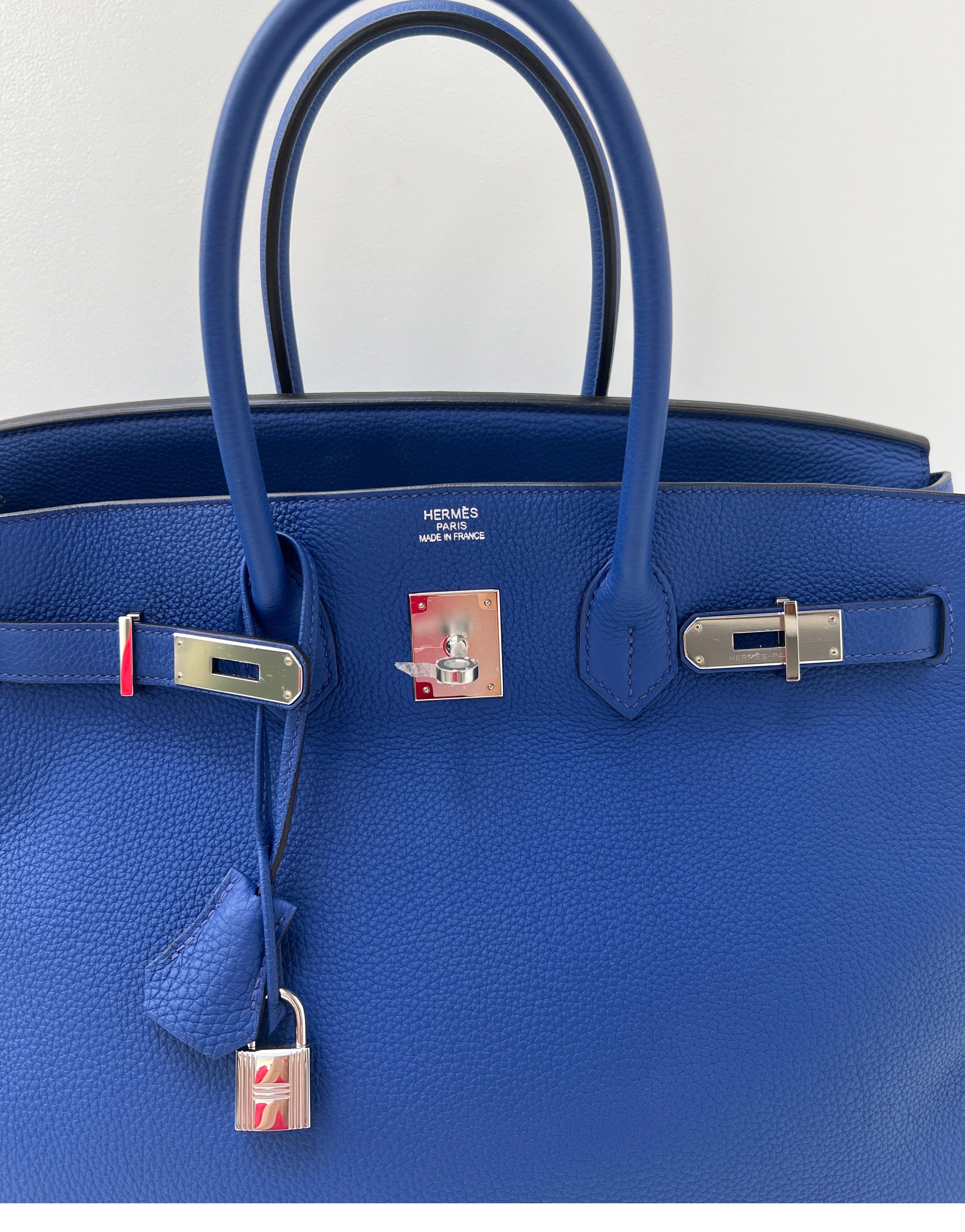 Hermes Blue Electrique Birkin 35 Bag In Excellent Condition In Athens, GA
