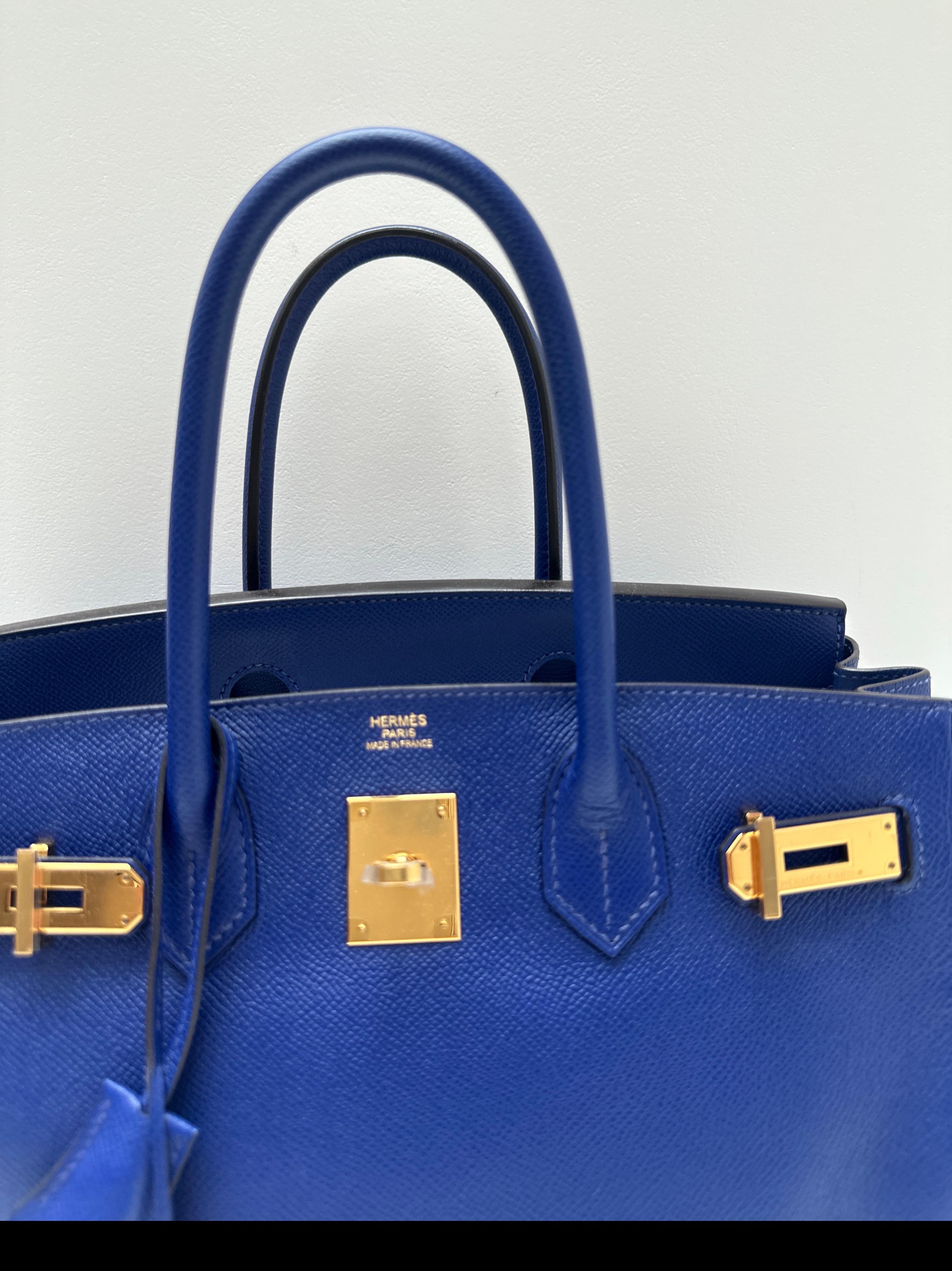 Hermes Blue Electrique Birkin 30 Bag In Excellent Condition For Sale In Athens, GA