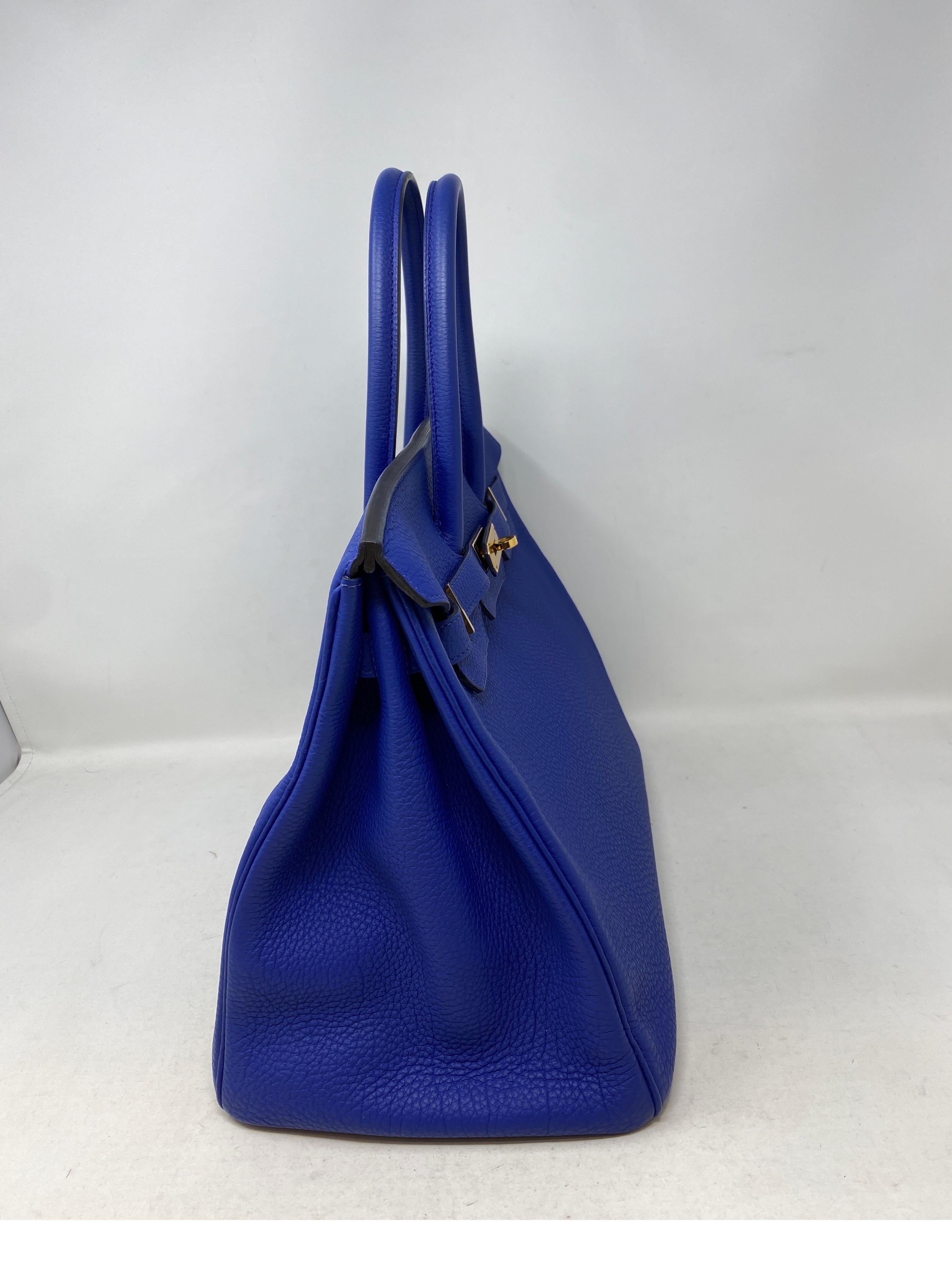 Women's or Men's Hermes Blue Electrique Birkin 35 Bag 