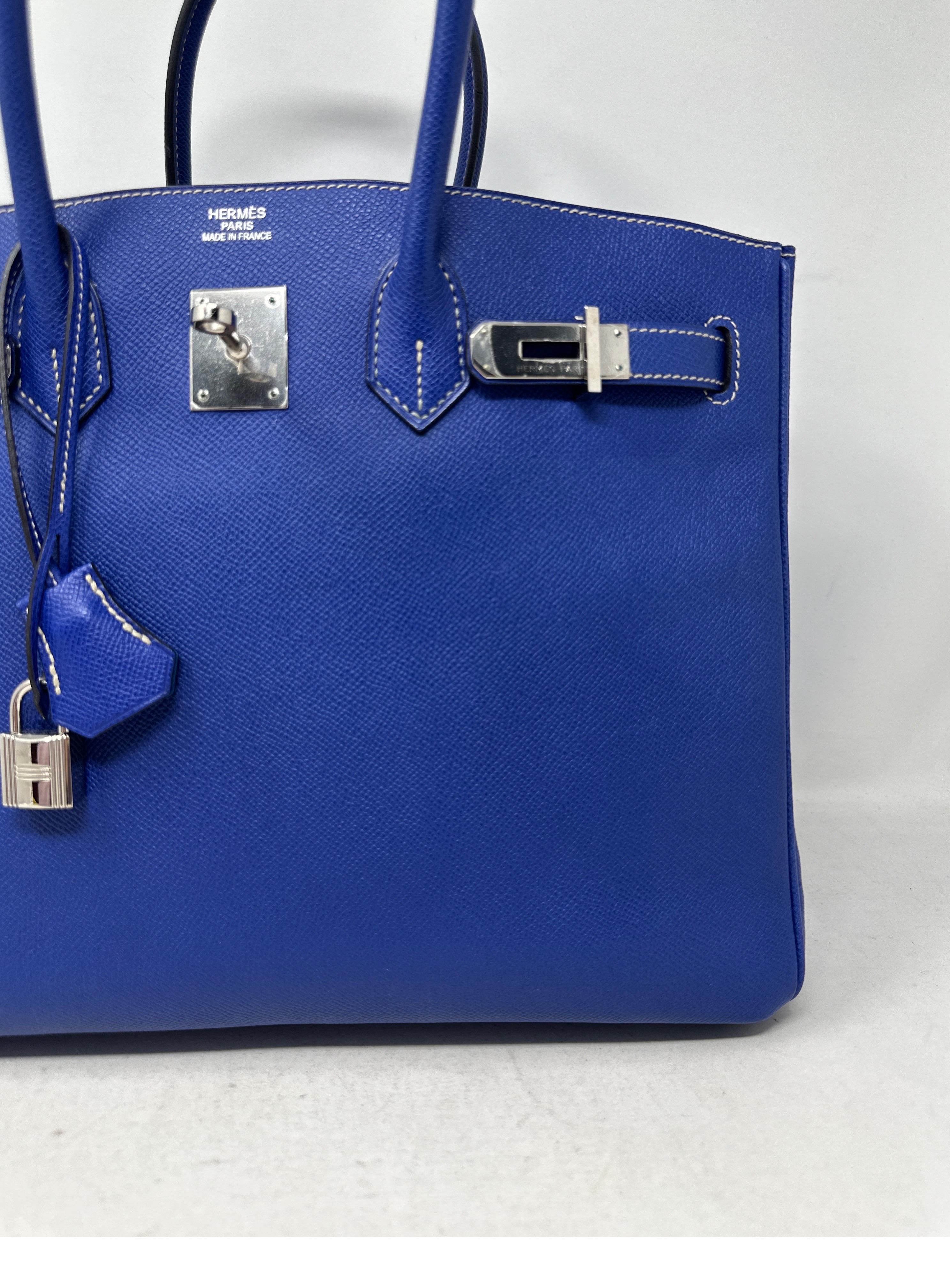 Women's or Men's Hermes Blue Electrique Birkin 35 Bag 