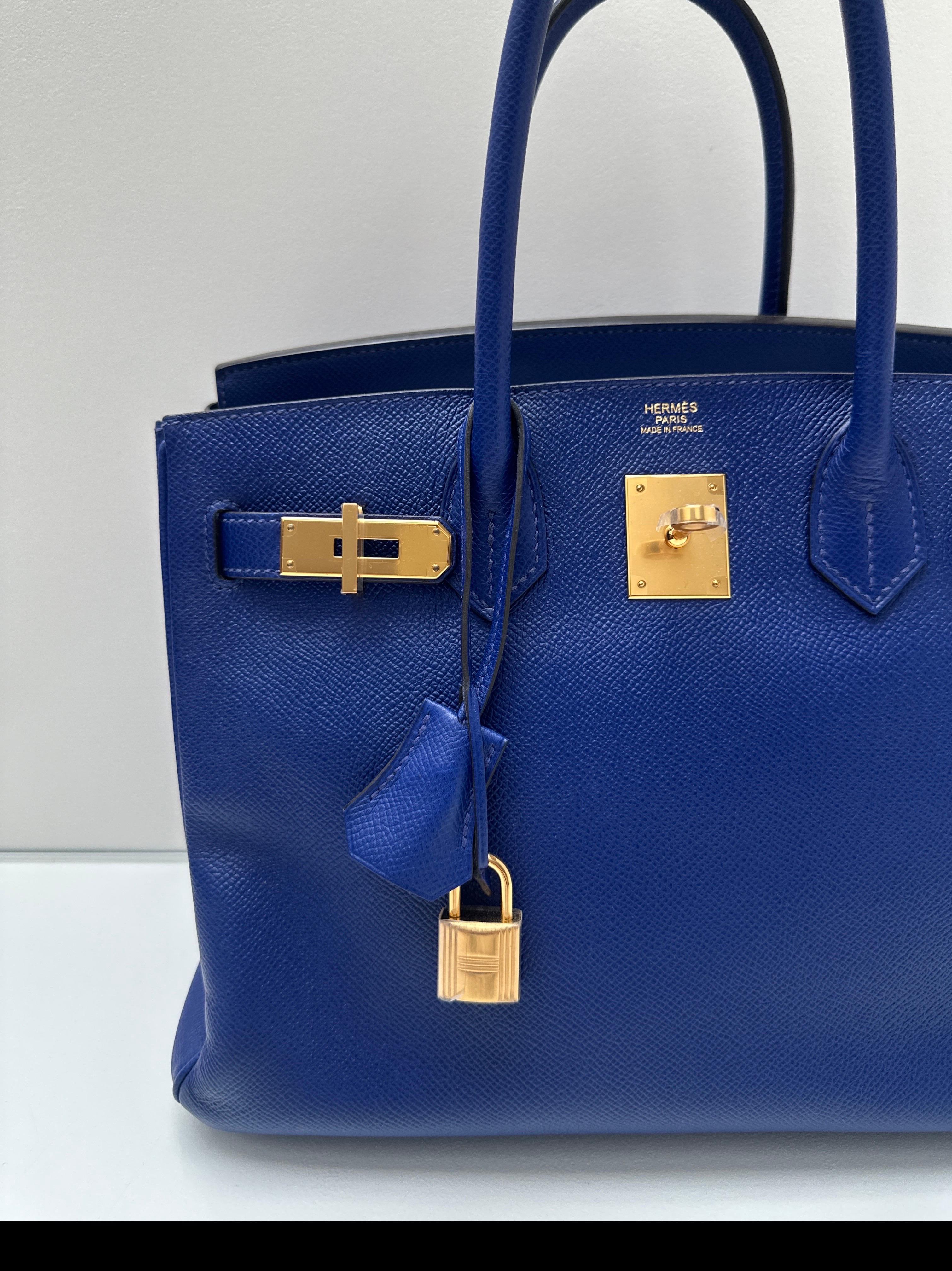 Women's or Men's Hermes Blue Electrique Birkin 30 Bag For Sale