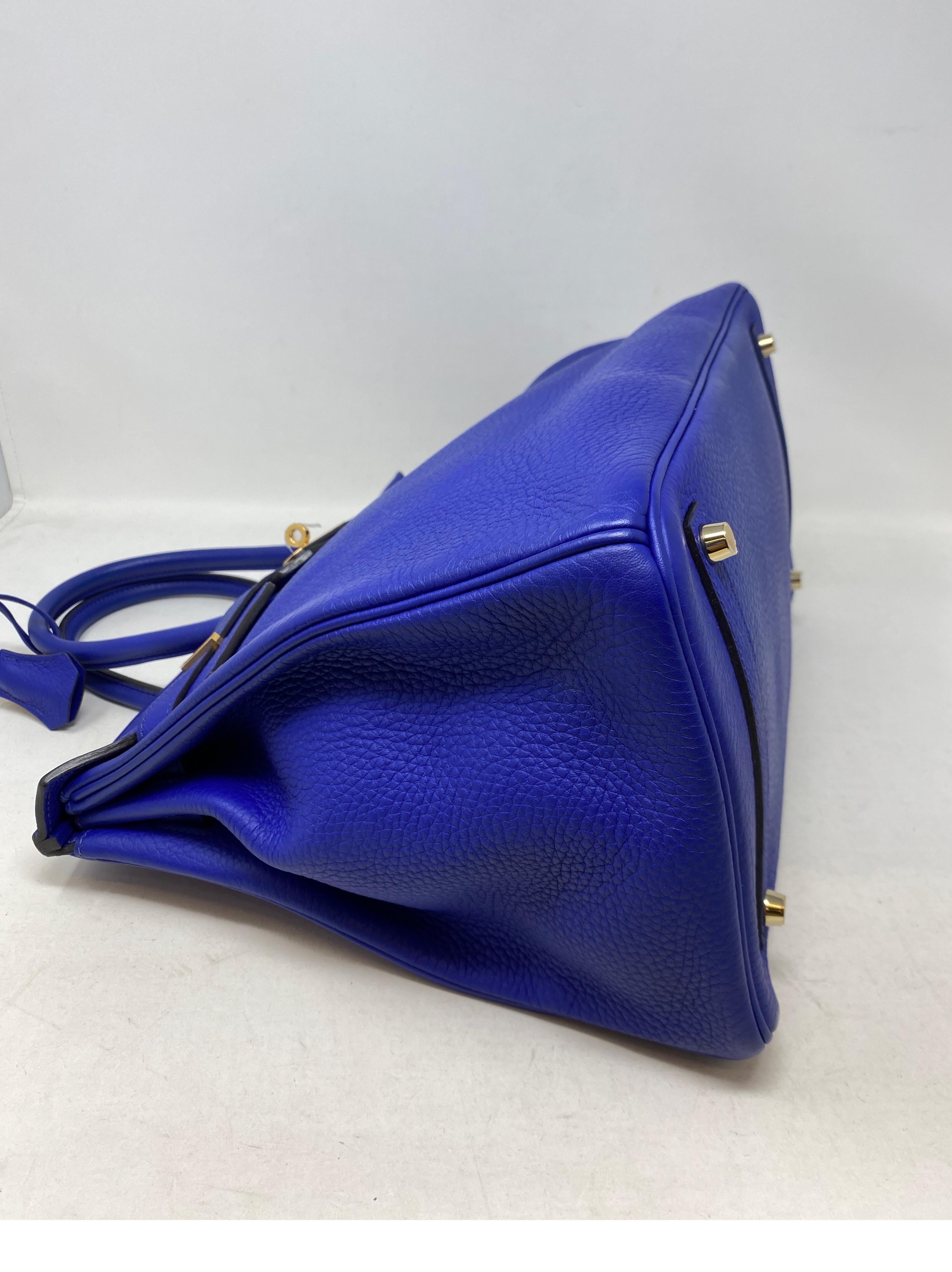 Women's or Men's Hermes Blue Electrique Birkin 35 Bag