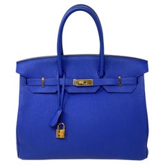 Hermes Blue Electrique Birkin 35 Bag 