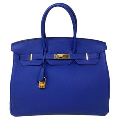 Hermes Blue Electrique Birkin 35 Bag 