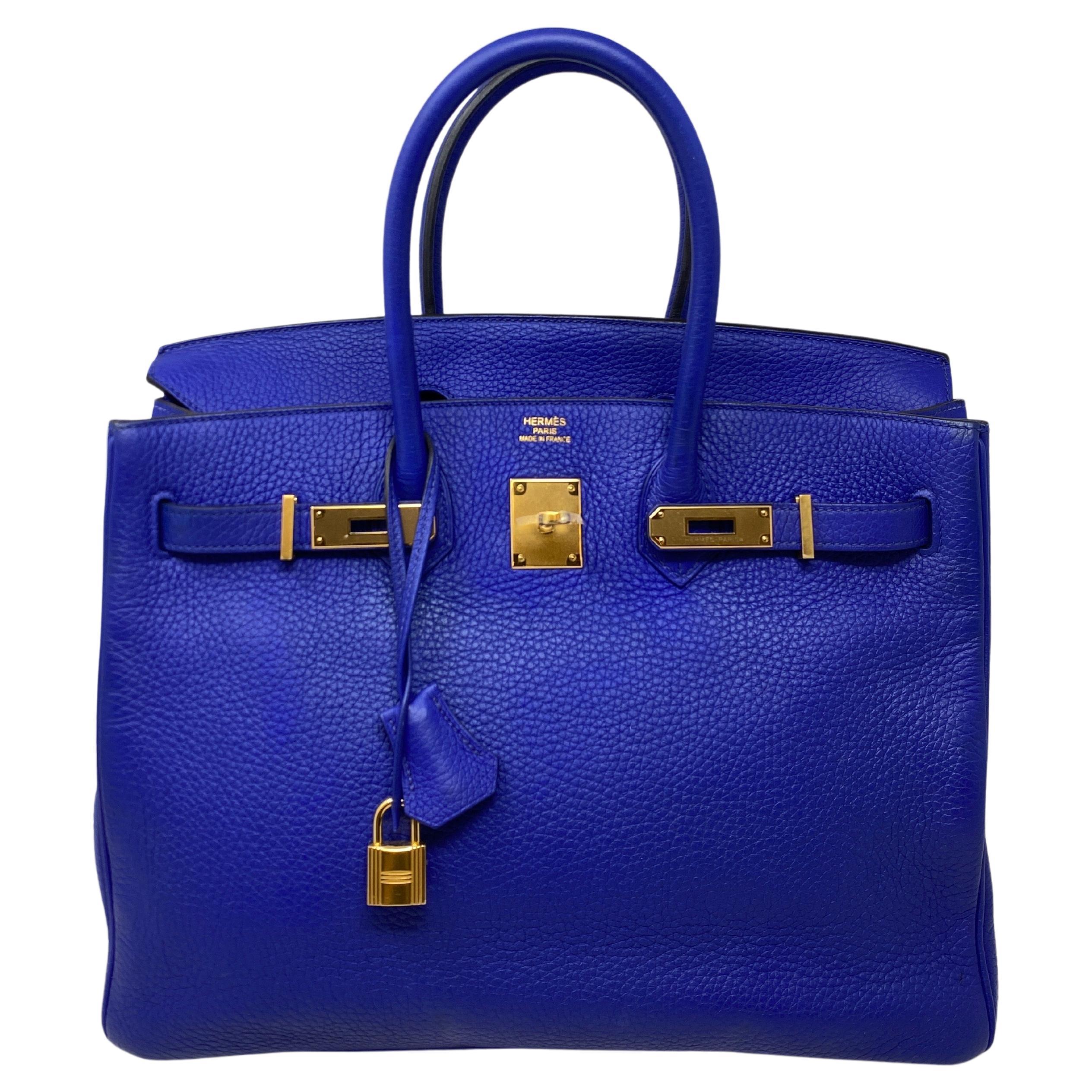 Hermes Blue Electrique Birkin 35 Bag