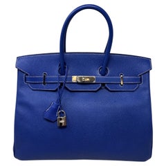 Hermes Blue Electrique Birkin 35 Bag 