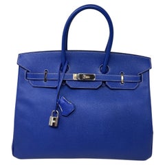 Hermes Blue Electrique Birkin 35 Bag