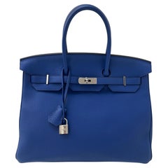 Borsa Birkin 35 blu Electrique di Hermes