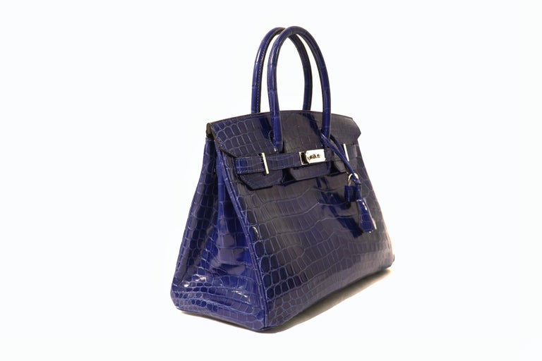 Hermès Blue Electrique Niloticus Crocodile 30 cm Birkin Bag For Sale at  1stDibs