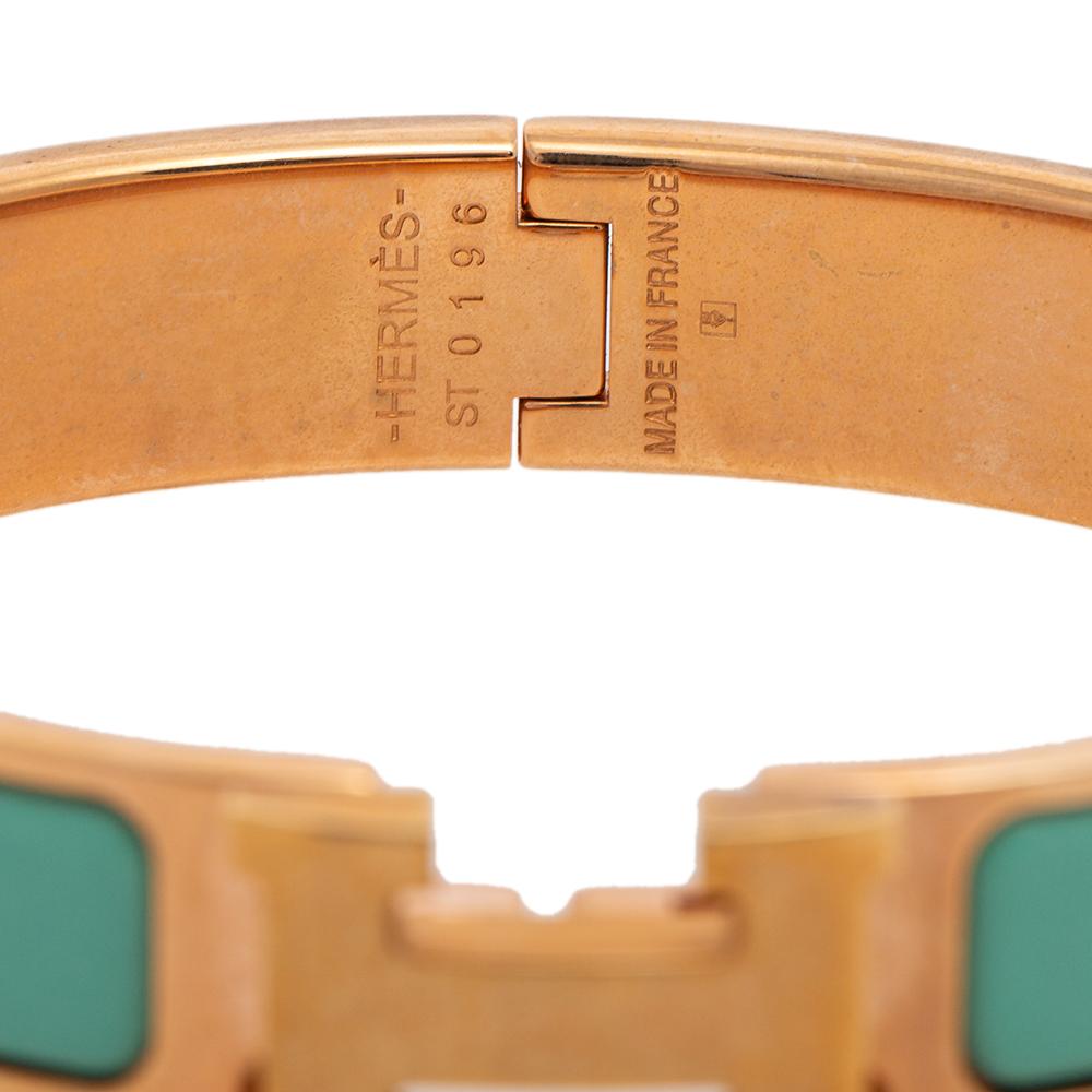 Contemporary Hermes Blue Enamel Gold Plated Clic H Bracelet