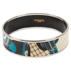 Hermes  Blue Enamel Large Bangle Bracelet