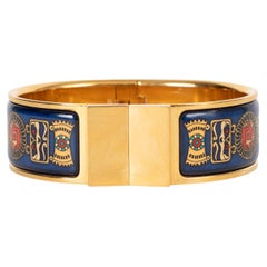 HERMES blue enamel PARURES DE SABLE CLIC CLAC Bracelet GHW