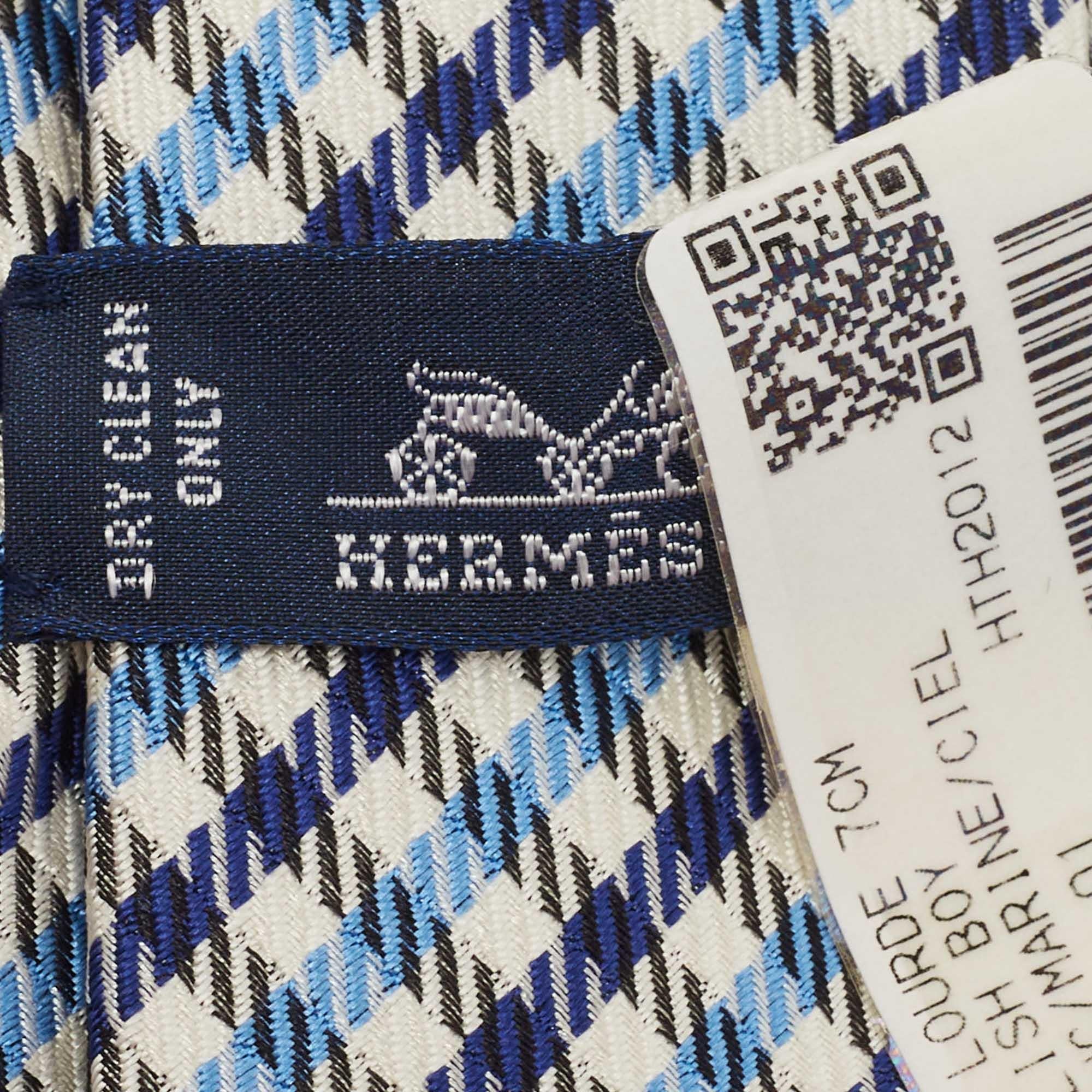 Men's Hermès Blue English Boy Silk Jacquard Slim Tie