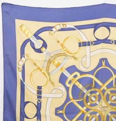 Hermes Blue Eperons d Or by H. d Origny Silk Scarf