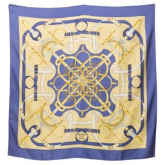 Hermes Blue Eperons d Or by H. d Origny Silk Scarf