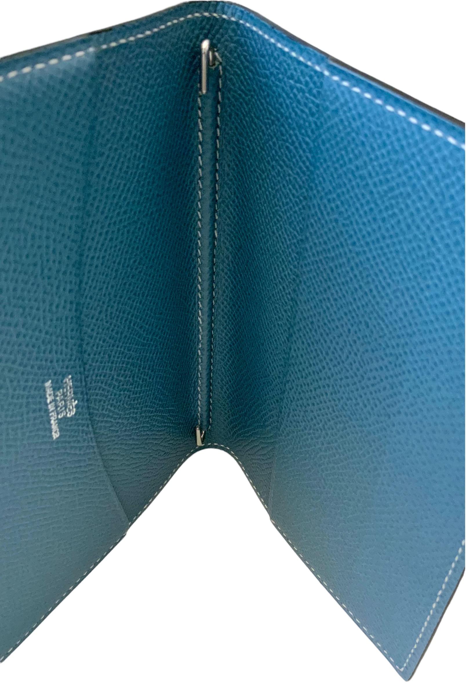 Women's or Men's Hermès Blue Epsom Leather Agenda Cover and CC Insert
