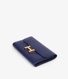 Hermès Blue Epsom Leather Constance To Go Slim Wallet