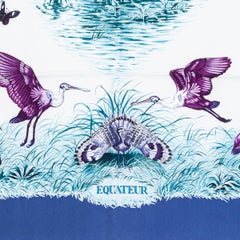 Hermes blue EQUATEUR 90 silk WASH Scarf