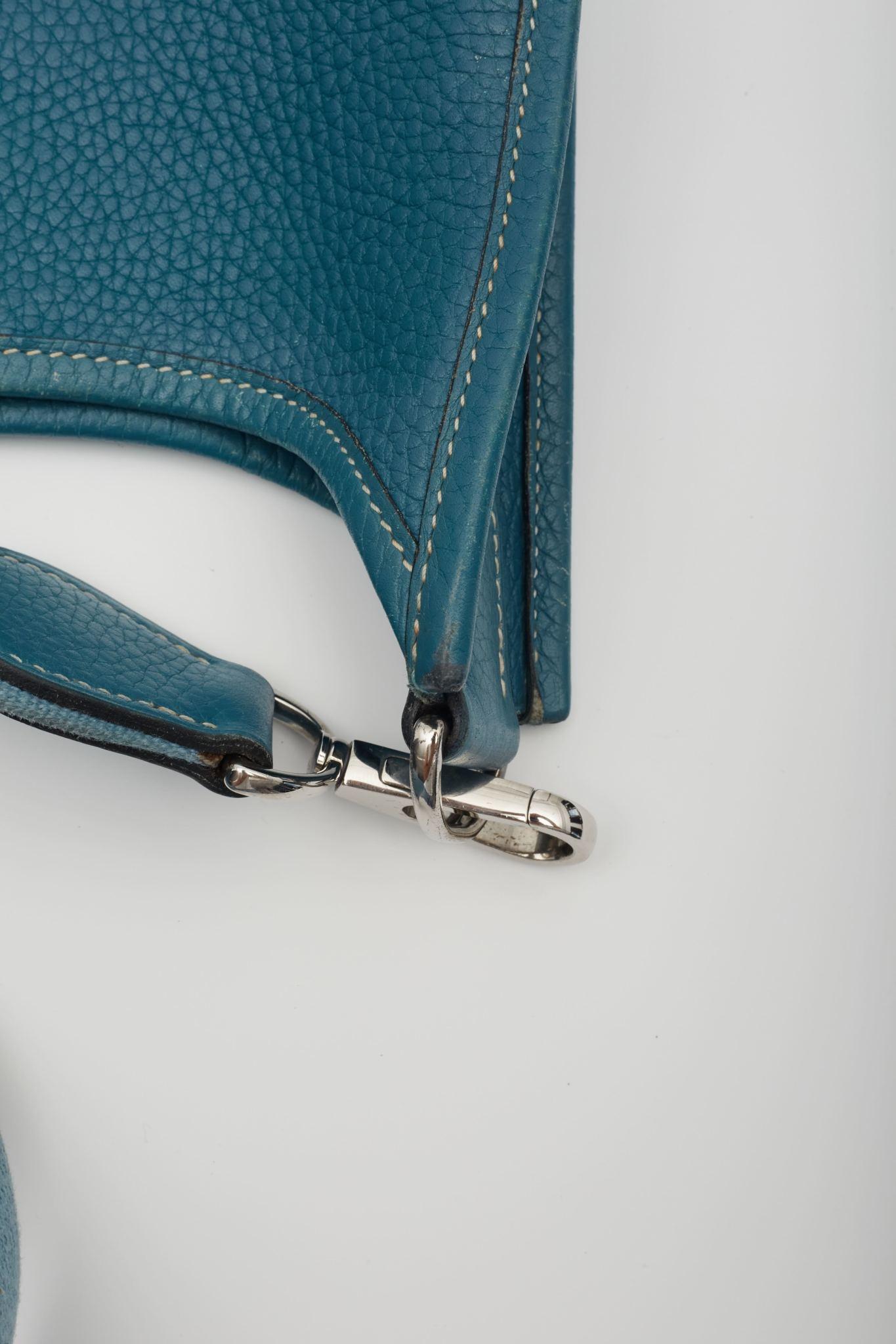 Hermès Blue Evelyn PM Messenger Bag For Sale 6