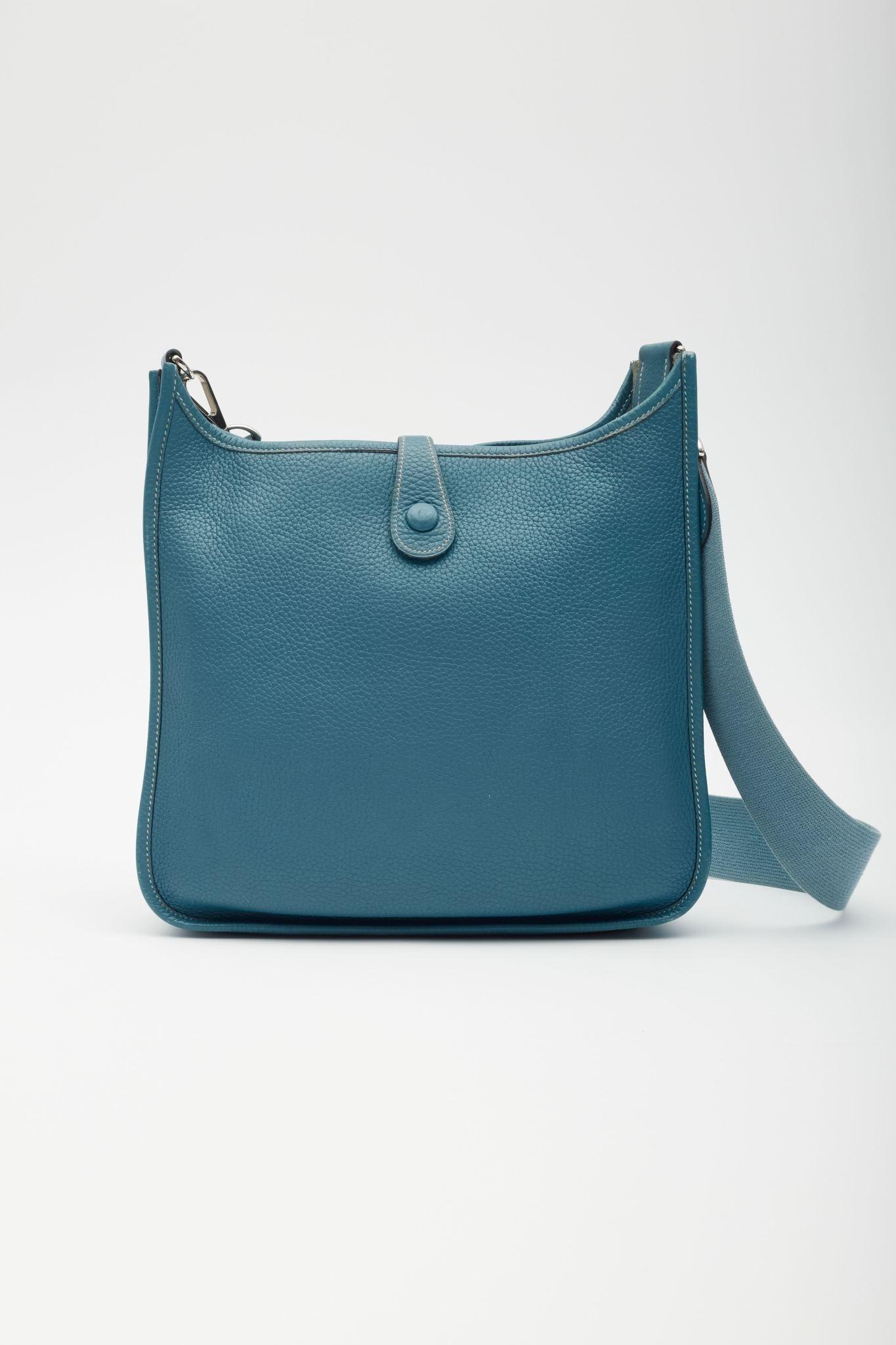 Women's Hermès Blue Evelyn PM Messenger Bag For Sale