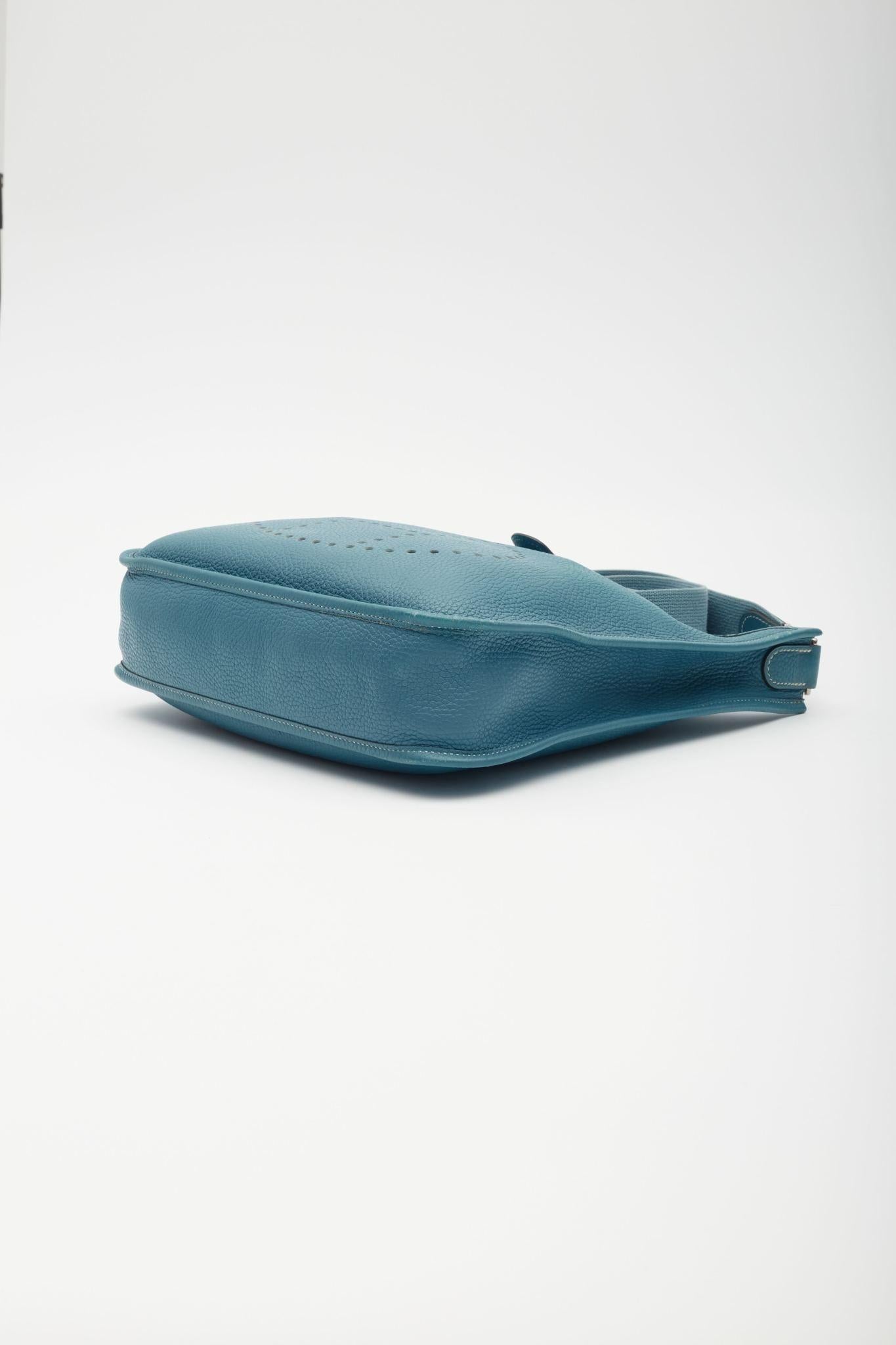 Hermès Blue Evelyn PM Messenger Bag For Sale 1