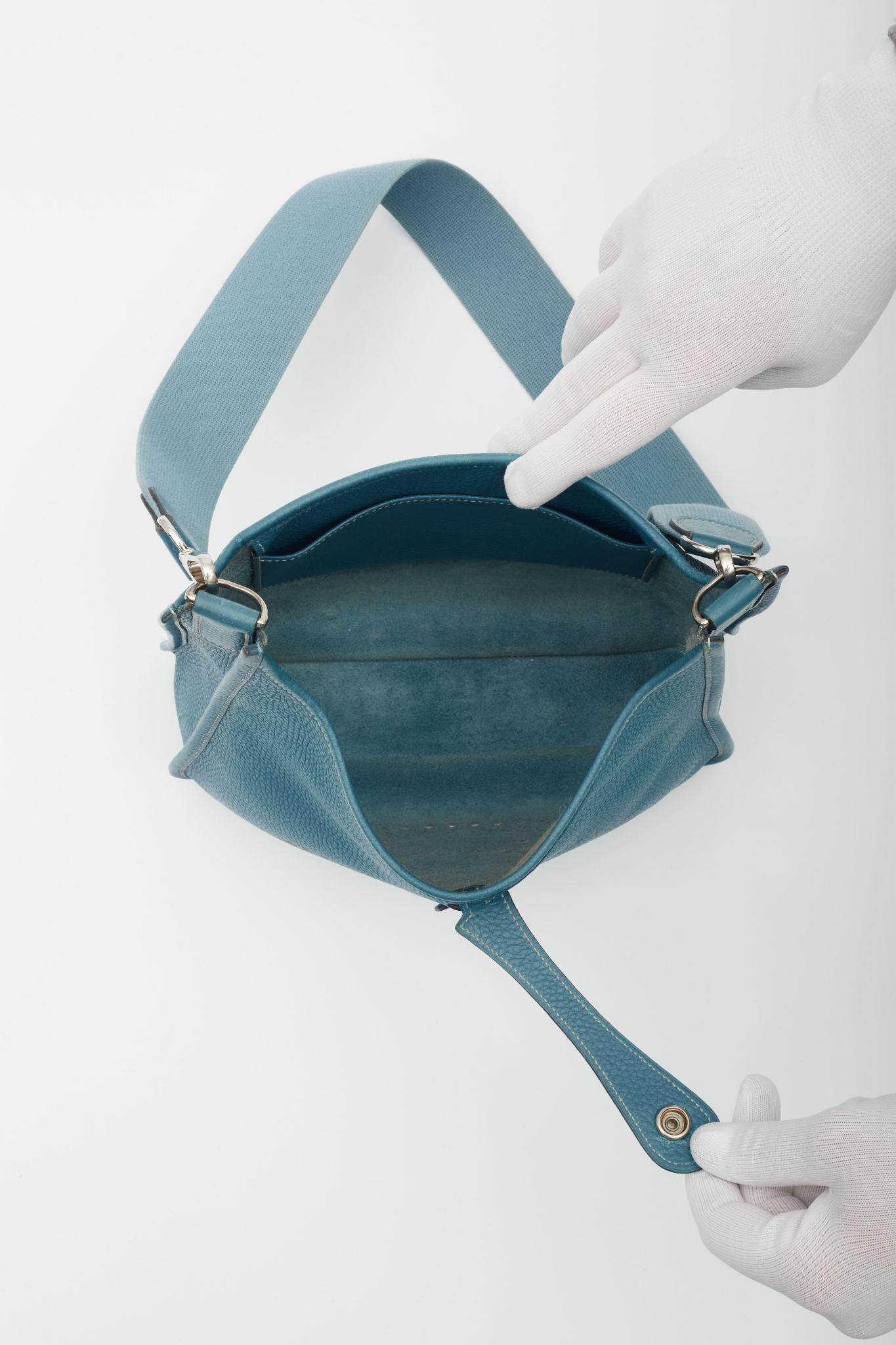 Hermès Blue Evelyn PM Messenger Bag For Sale 3