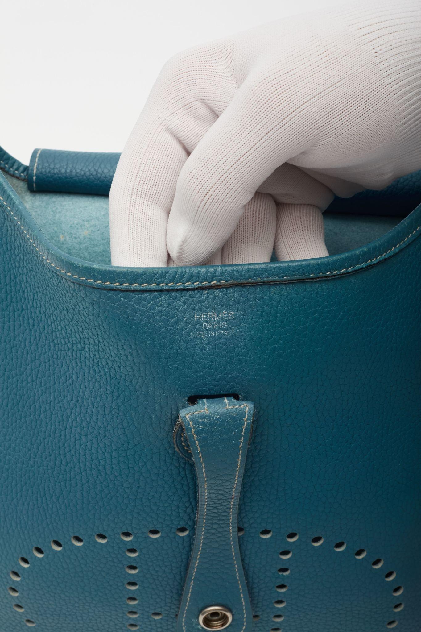 Hermès Blue Evelyn PM Messenger Bag For Sale 4