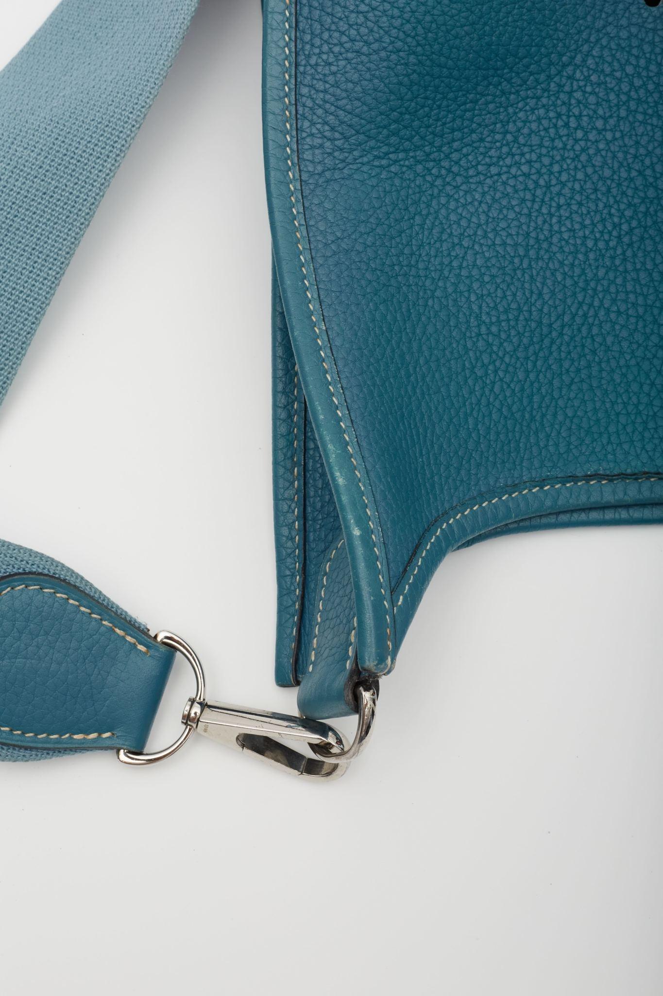 Hermès Blue Evelyn PM Messenger Bag For Sale 5