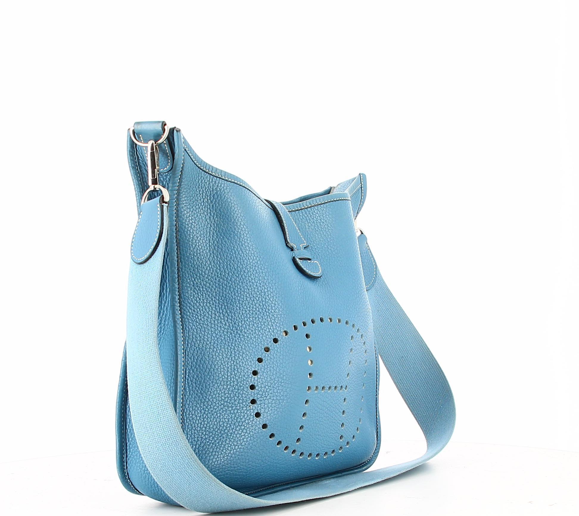 Women's Hermès Blue Evelyne Leather Bag