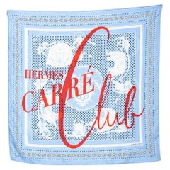 Hermés Blue Ex-Libris Carre Club Bandana Silk Scarf