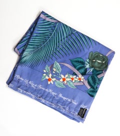 Hermes Blue Fleurs de l Opera by Julia Abadie Long Silk Scarf