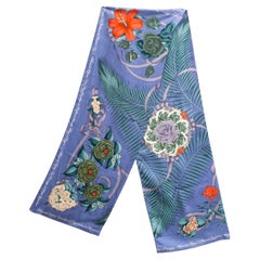 Hermes Blue Fleurs de l Opera by Julia Abadie Long Silk Scarf